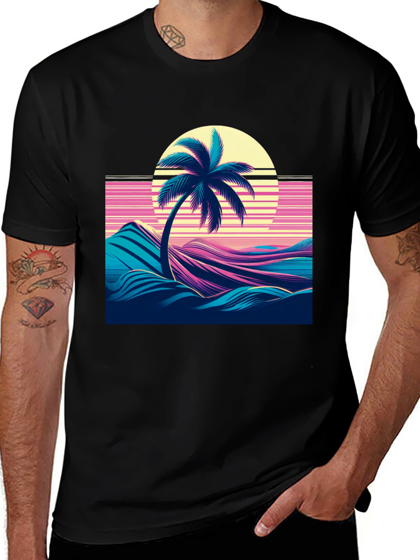 Retro Palm Sunset Graphic Tee