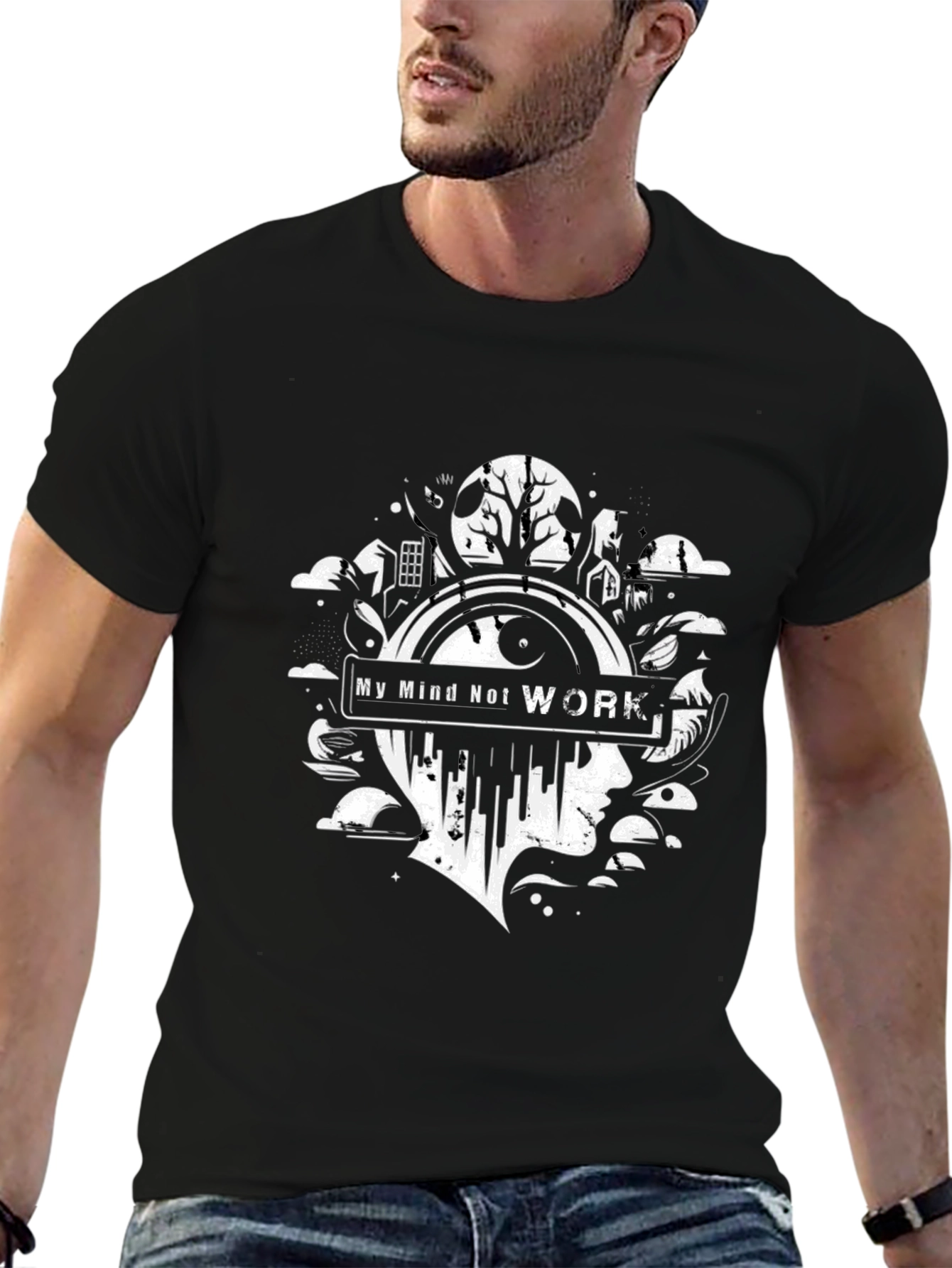 My Mind Not Work Black Graphic Tee
