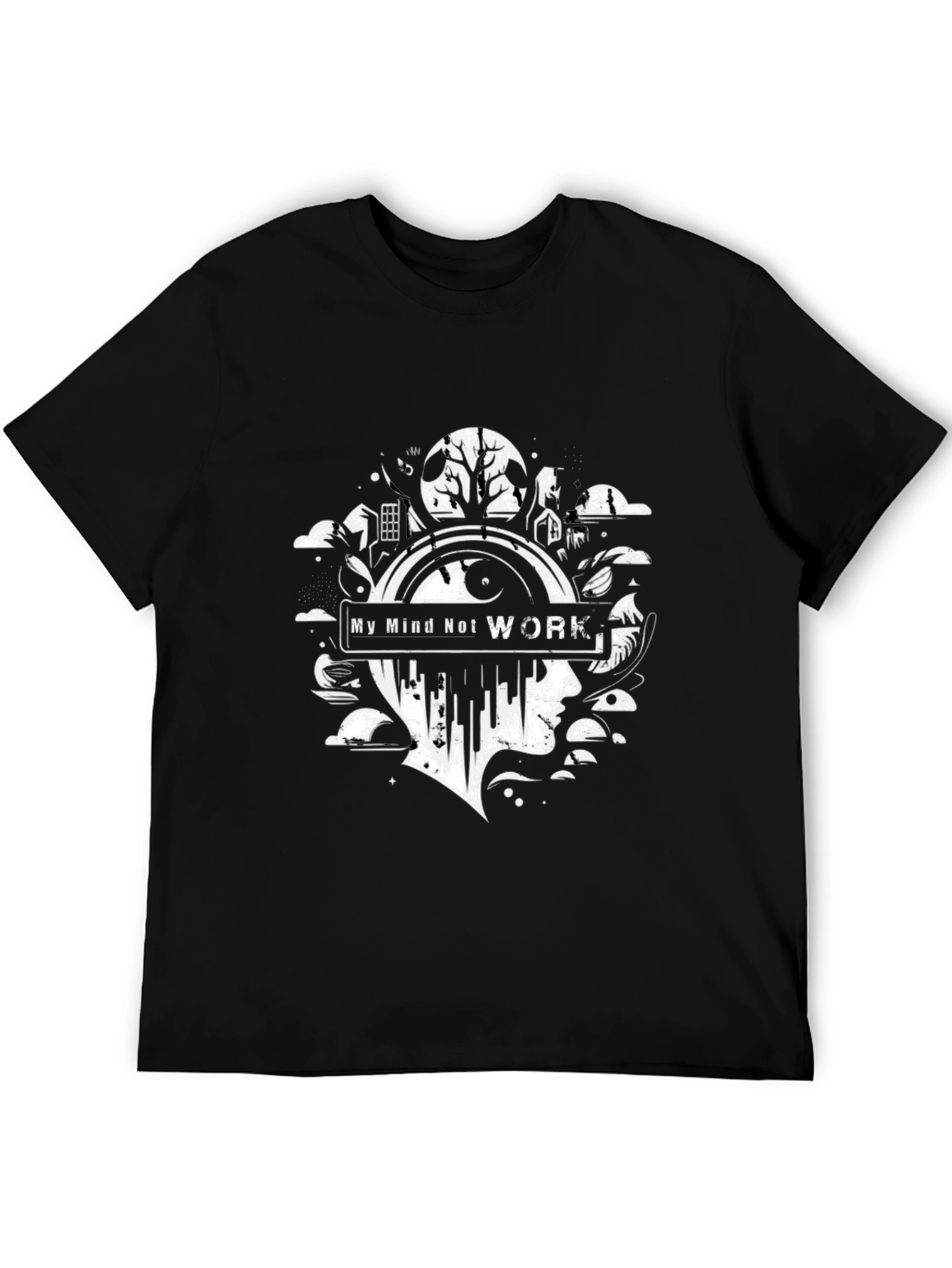 My Mind Not Work Black Graphic Tee