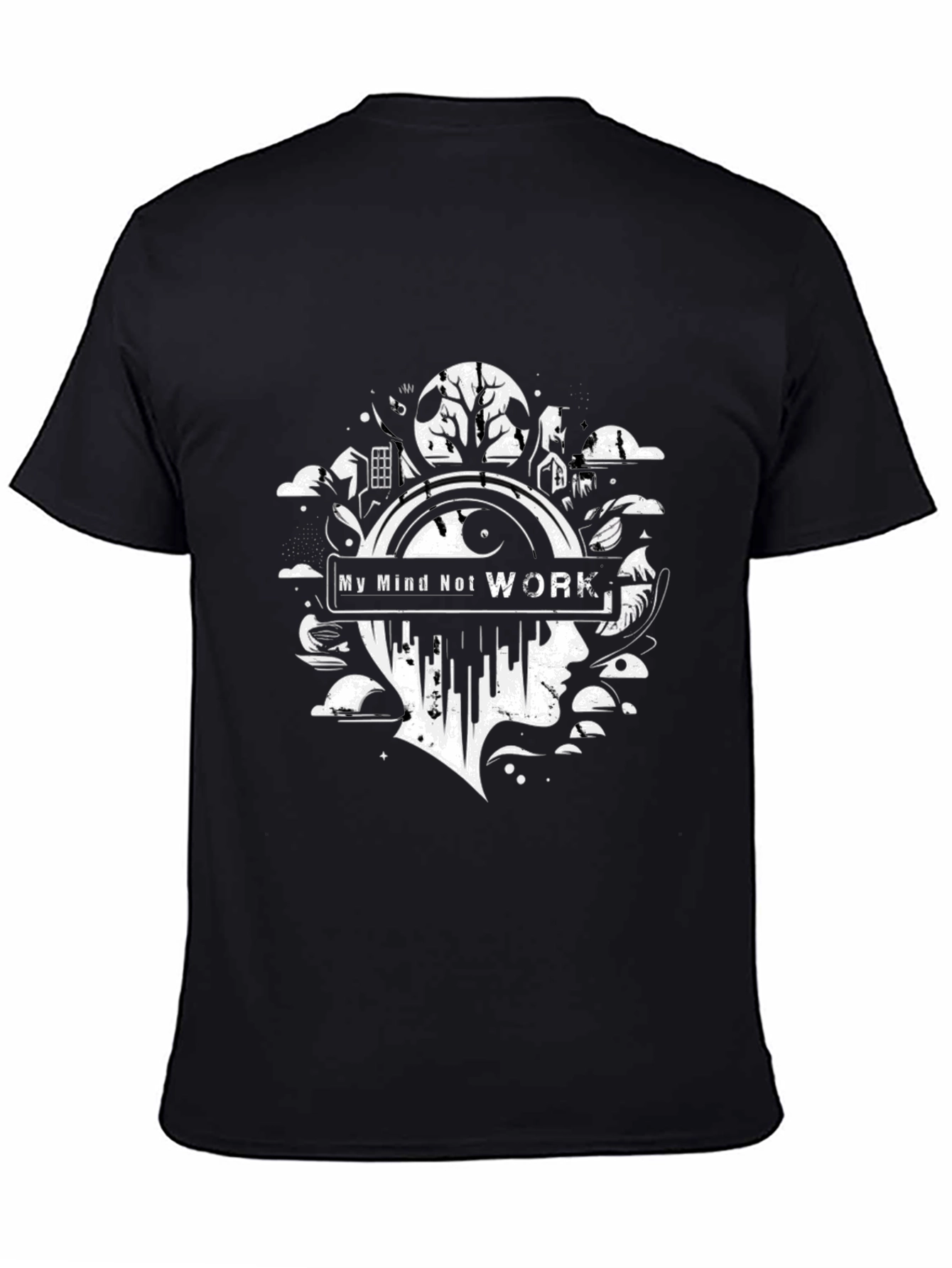 My Mind Not Work Black Graphic Tee