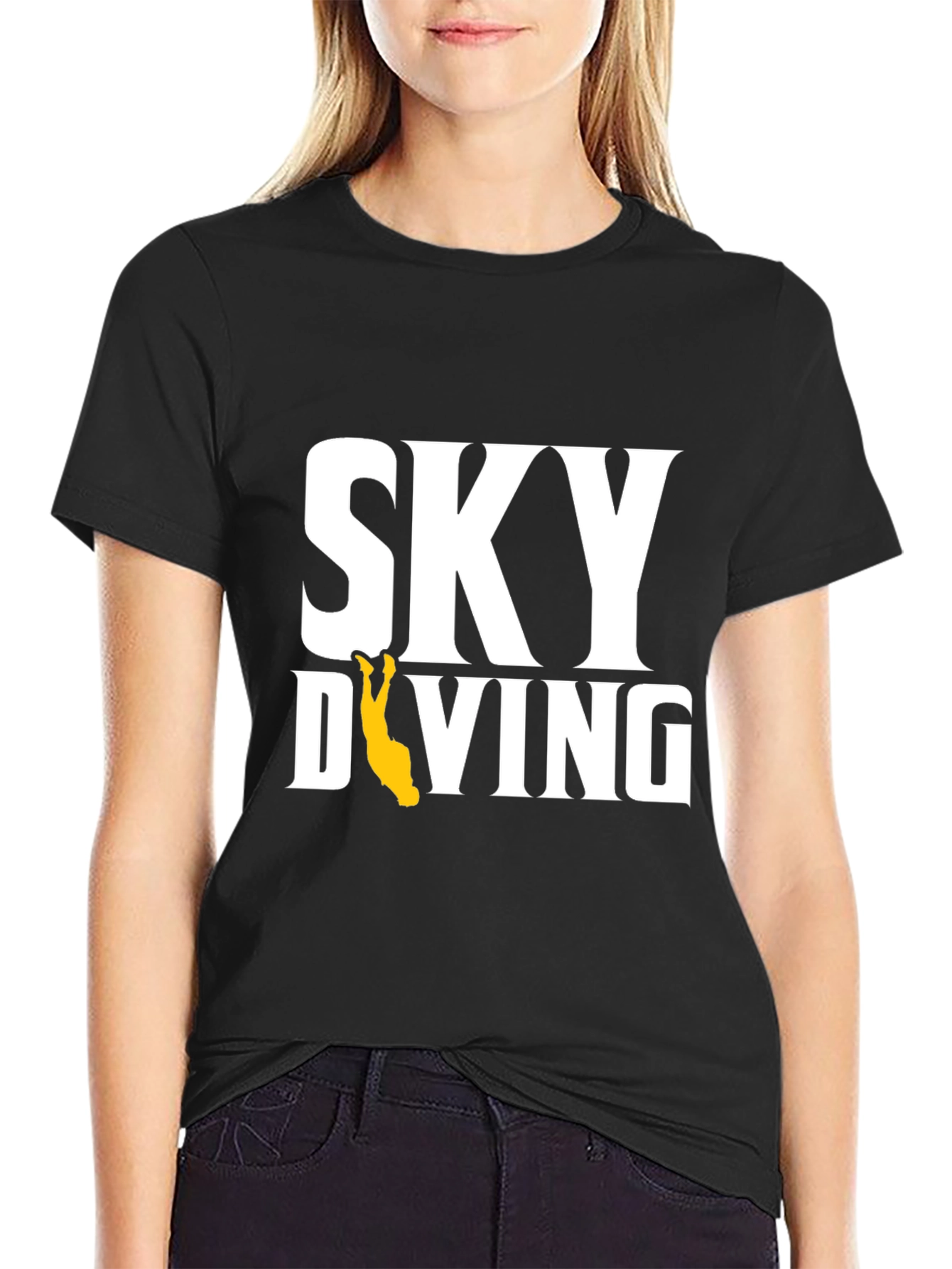Skydiving Graphic Tee - Black Cotton T-Shirt