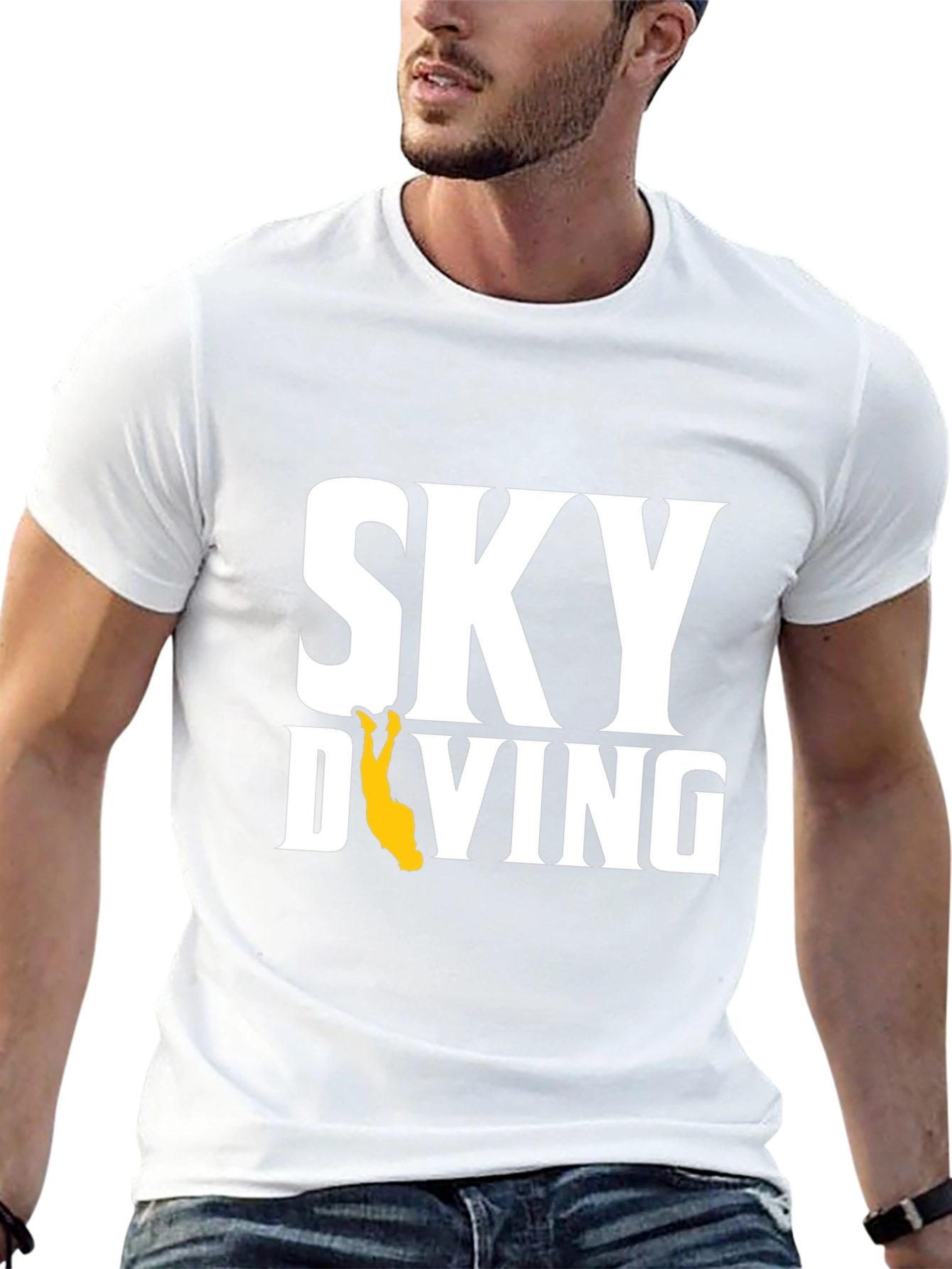 Skydiving Graphic Tee - Black Cotton T-Shirt