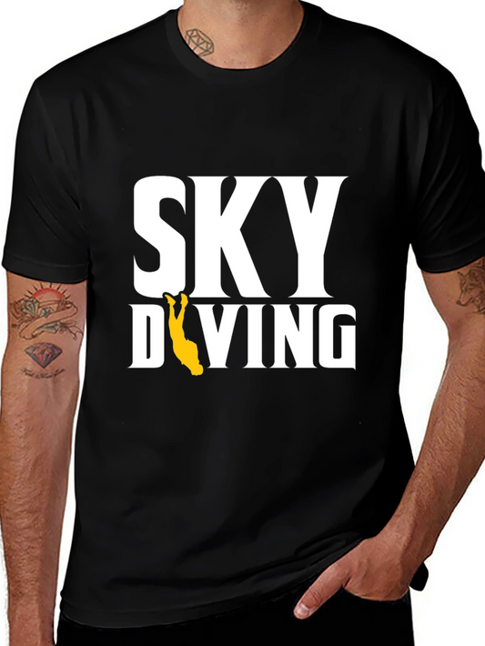 Skydiving Graphic Tee - Black Cotton T-Shirt