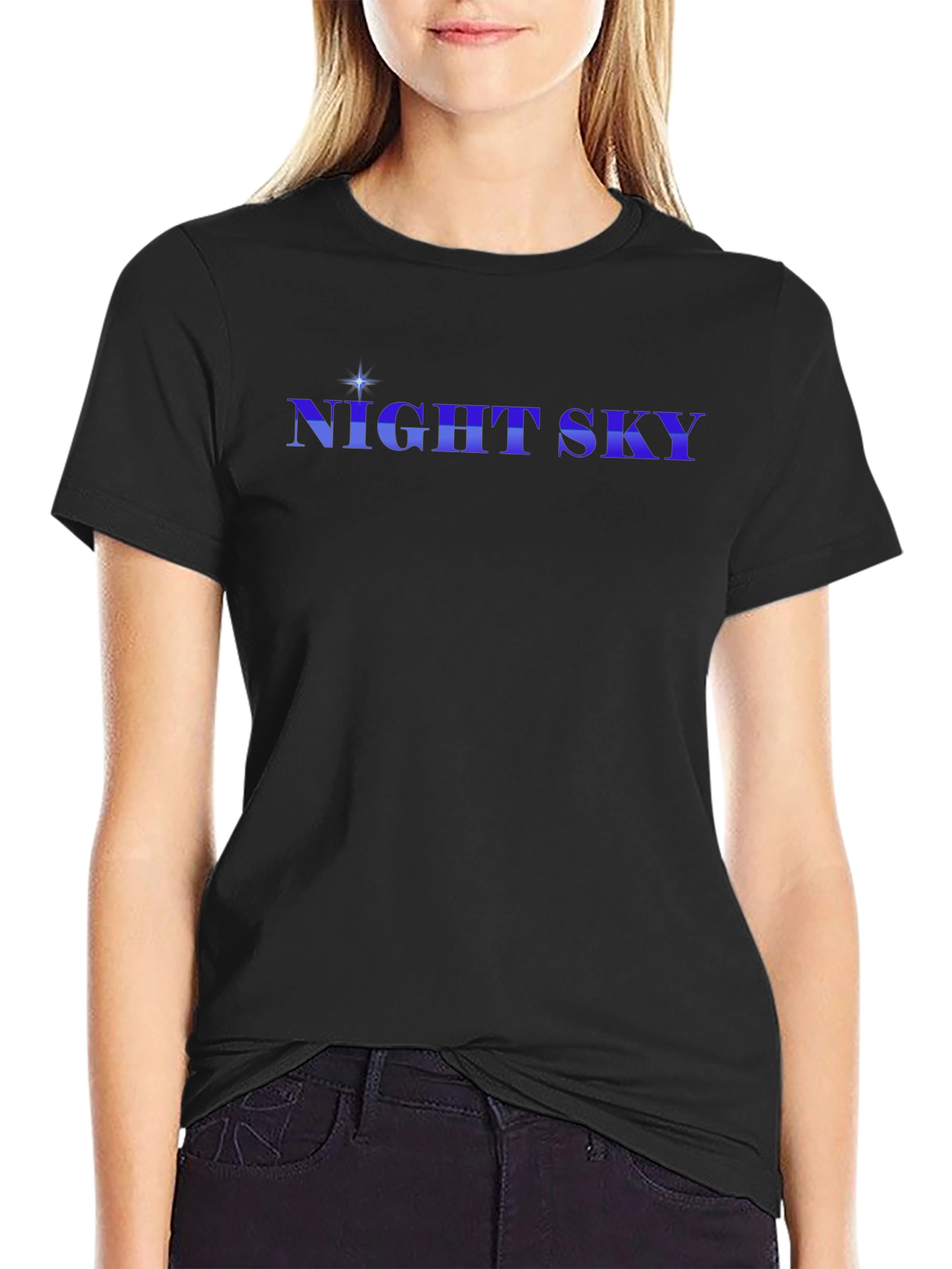 Night Sky Graphic Tee - Stylish Black Cotton T-Shirt