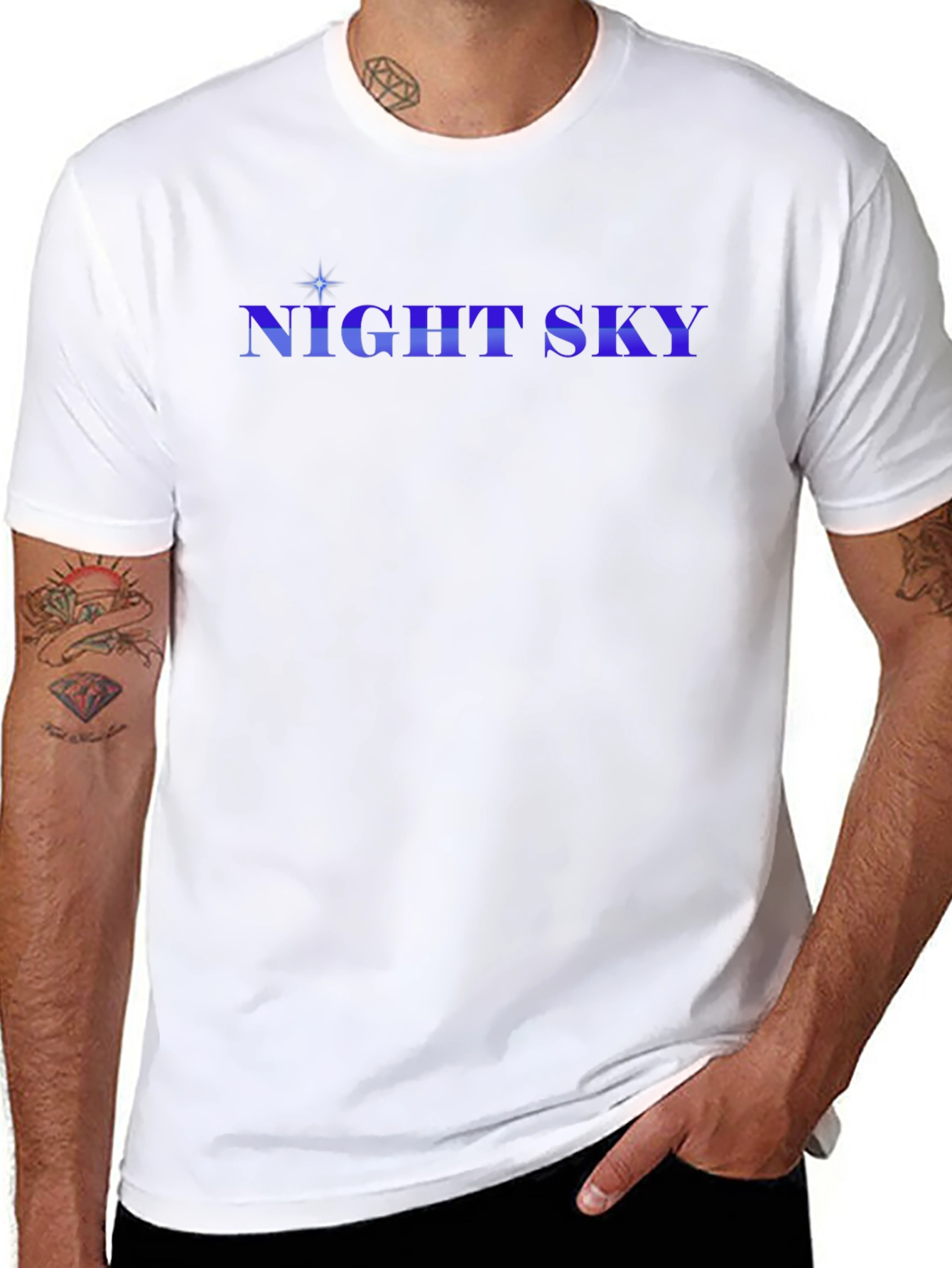 Night Sky Graphic Tee - Stylish Black Cotton T-Shirt