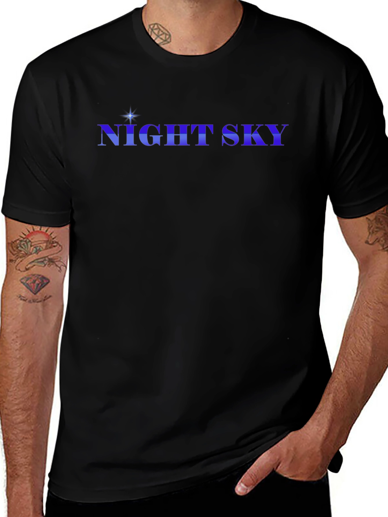 Night Sky Graphic Tee - Stylish Black Cotton T-Shirt