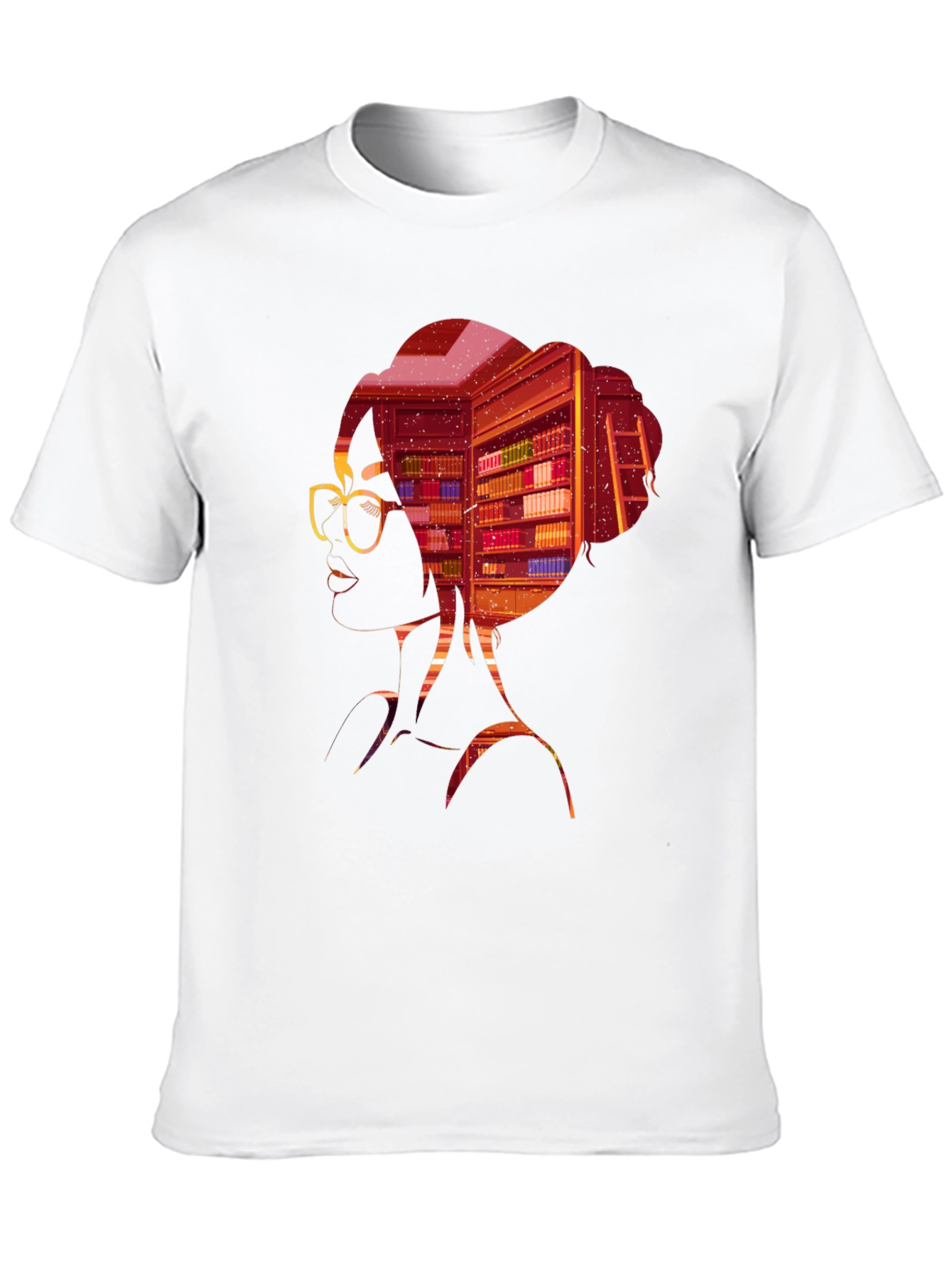 Bookworm T-Shirt: Silhouette Library Design