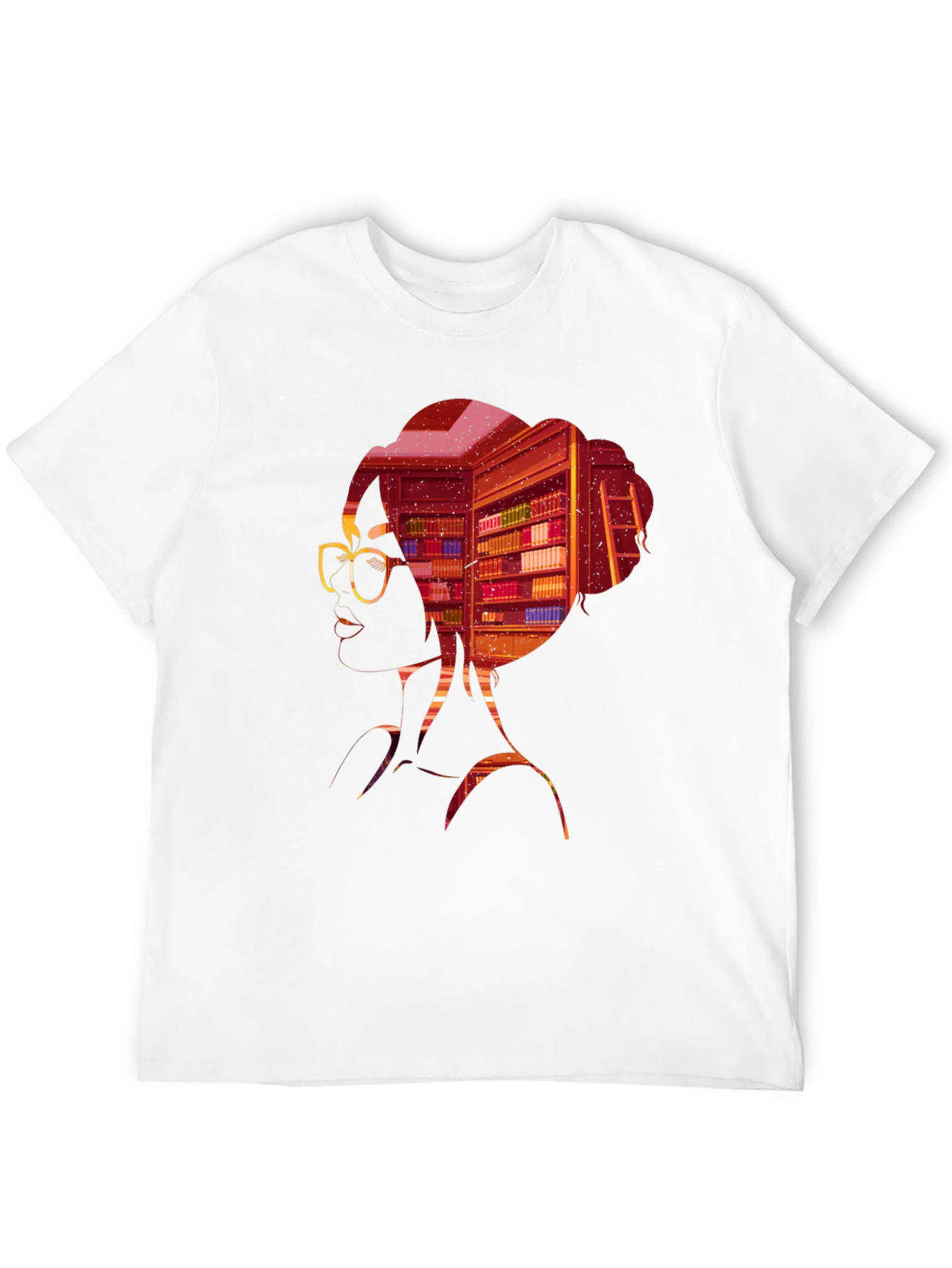 Bookworm T-Shirt: Silhouette Library Design
