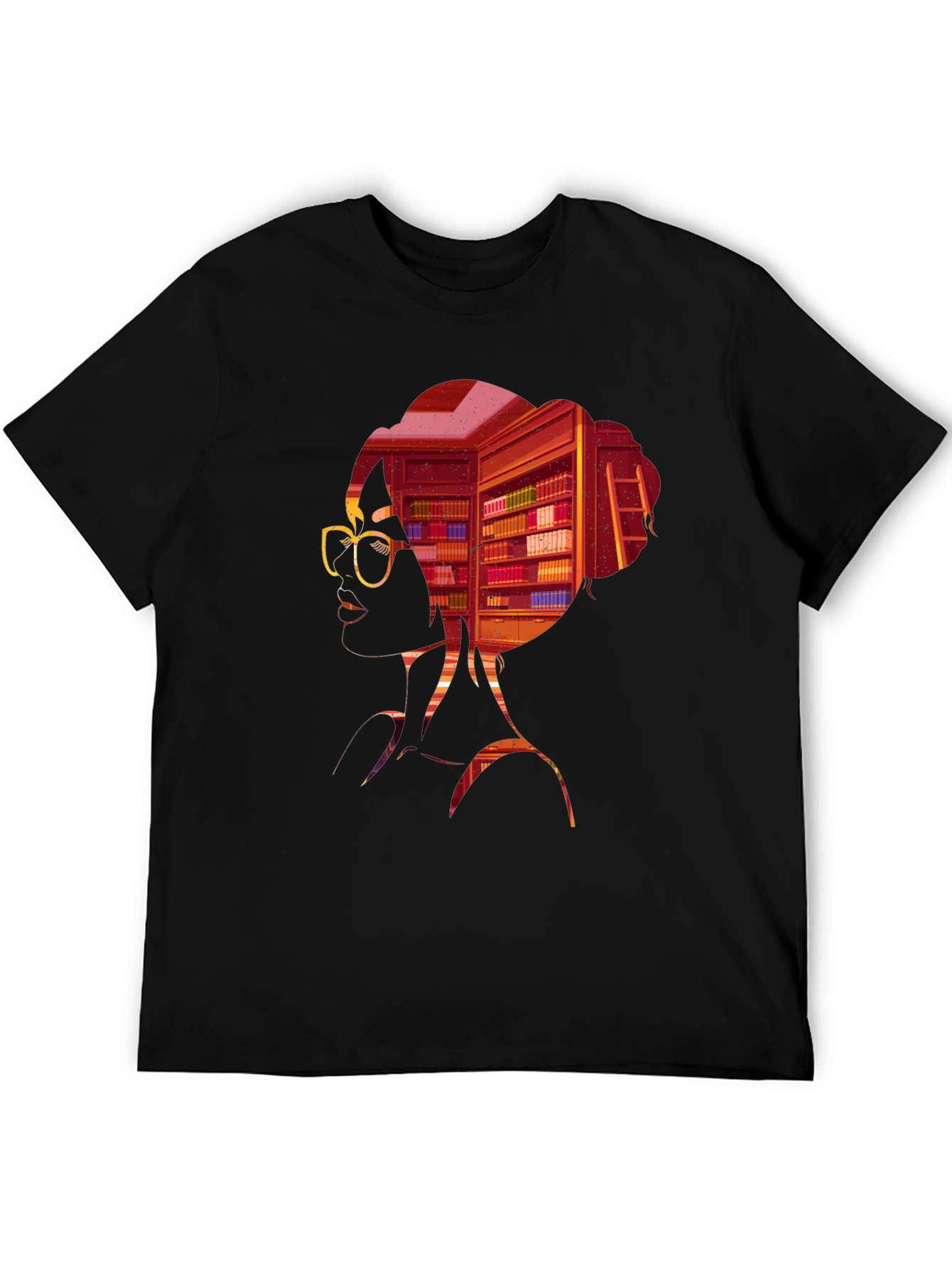 Bookworm T-Shirt: Silhouette Library Design