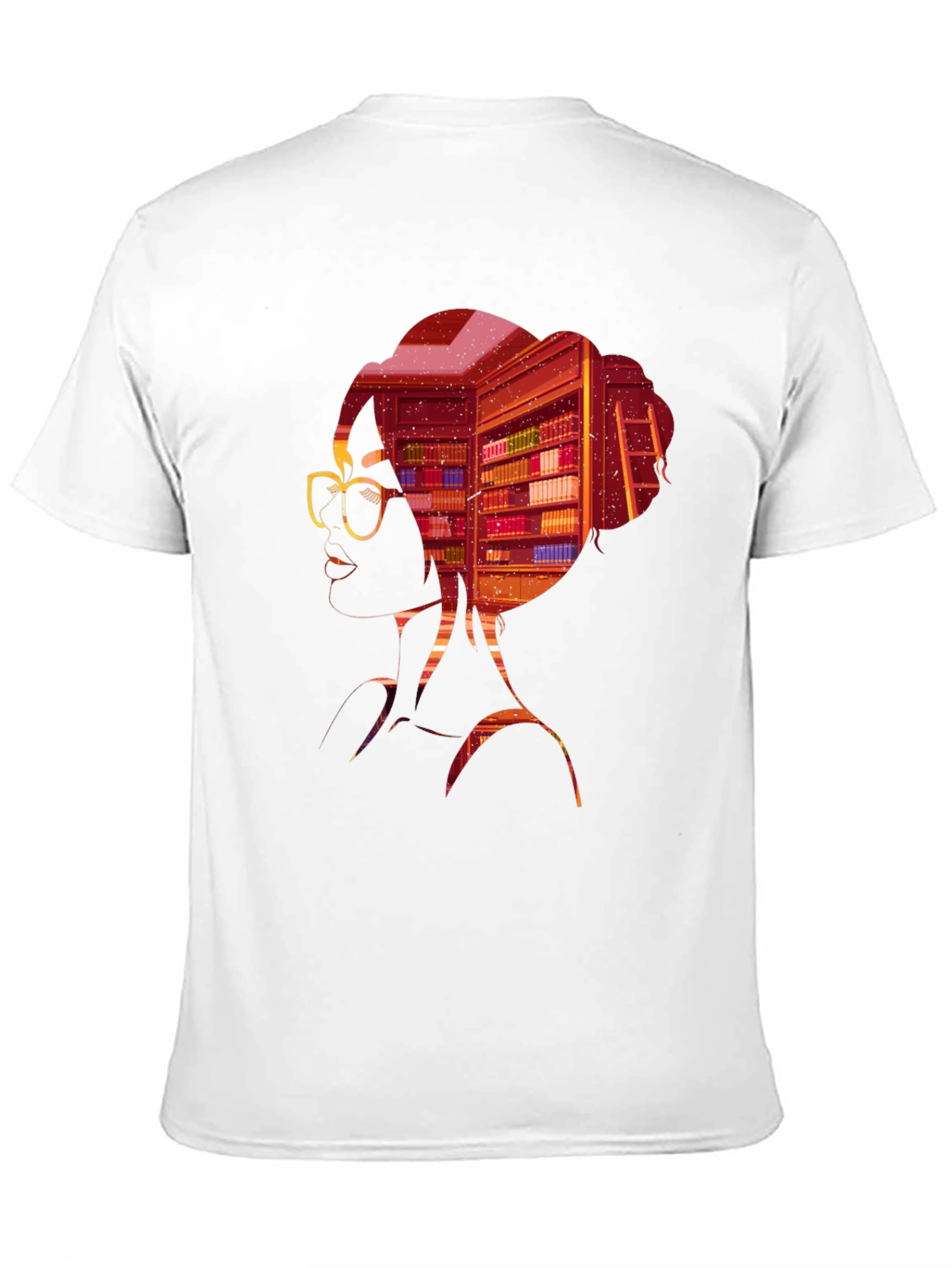 Bookworm T-Shirt: Silhouette Library Design