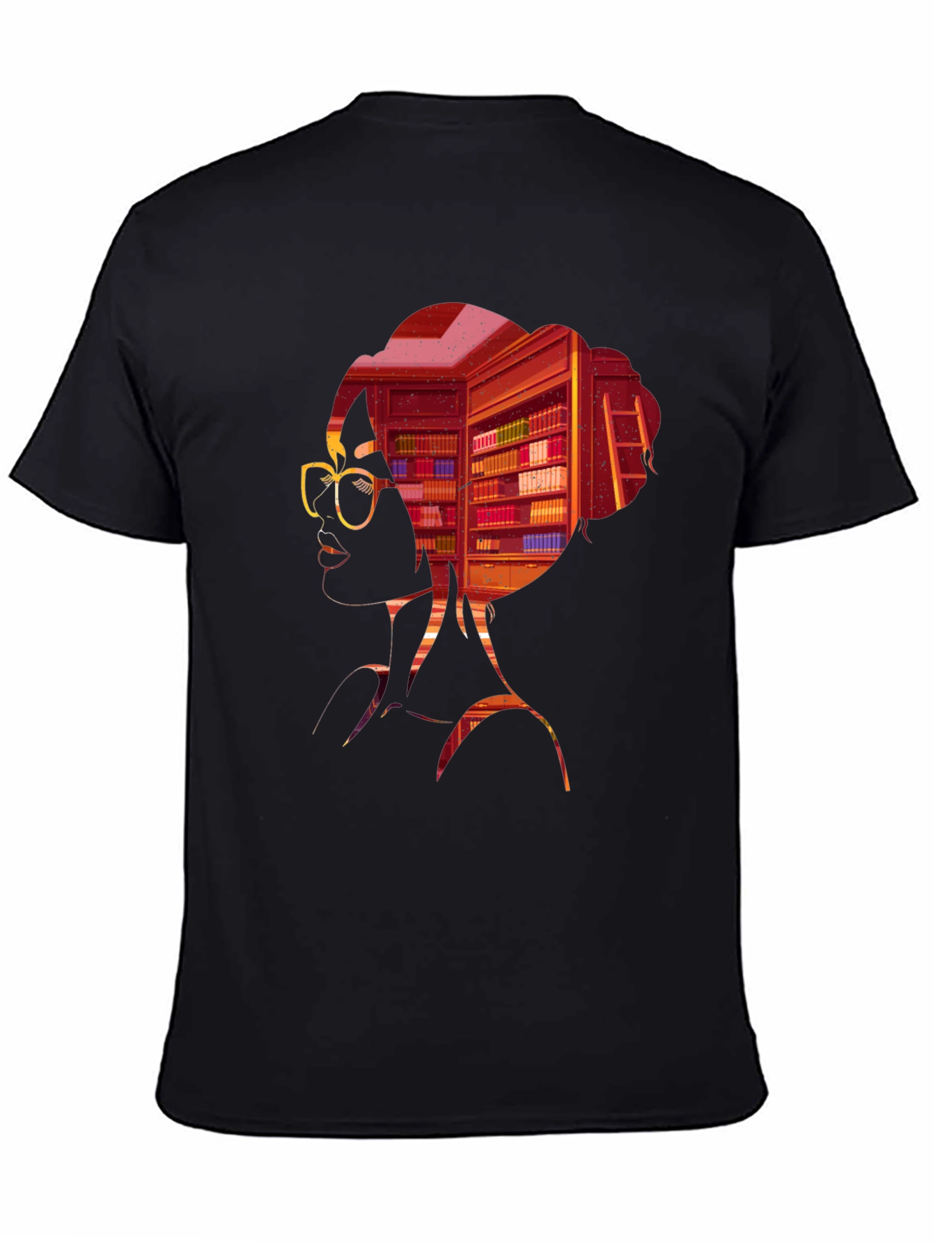 Bookworm T-Shirt: Silhouette Library Design