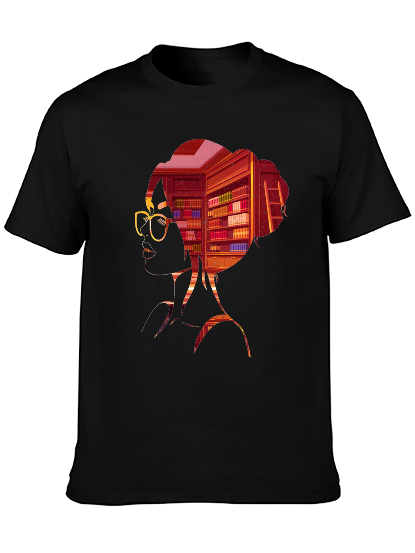 Bookworm T-Shirt: Silhouette Library Design