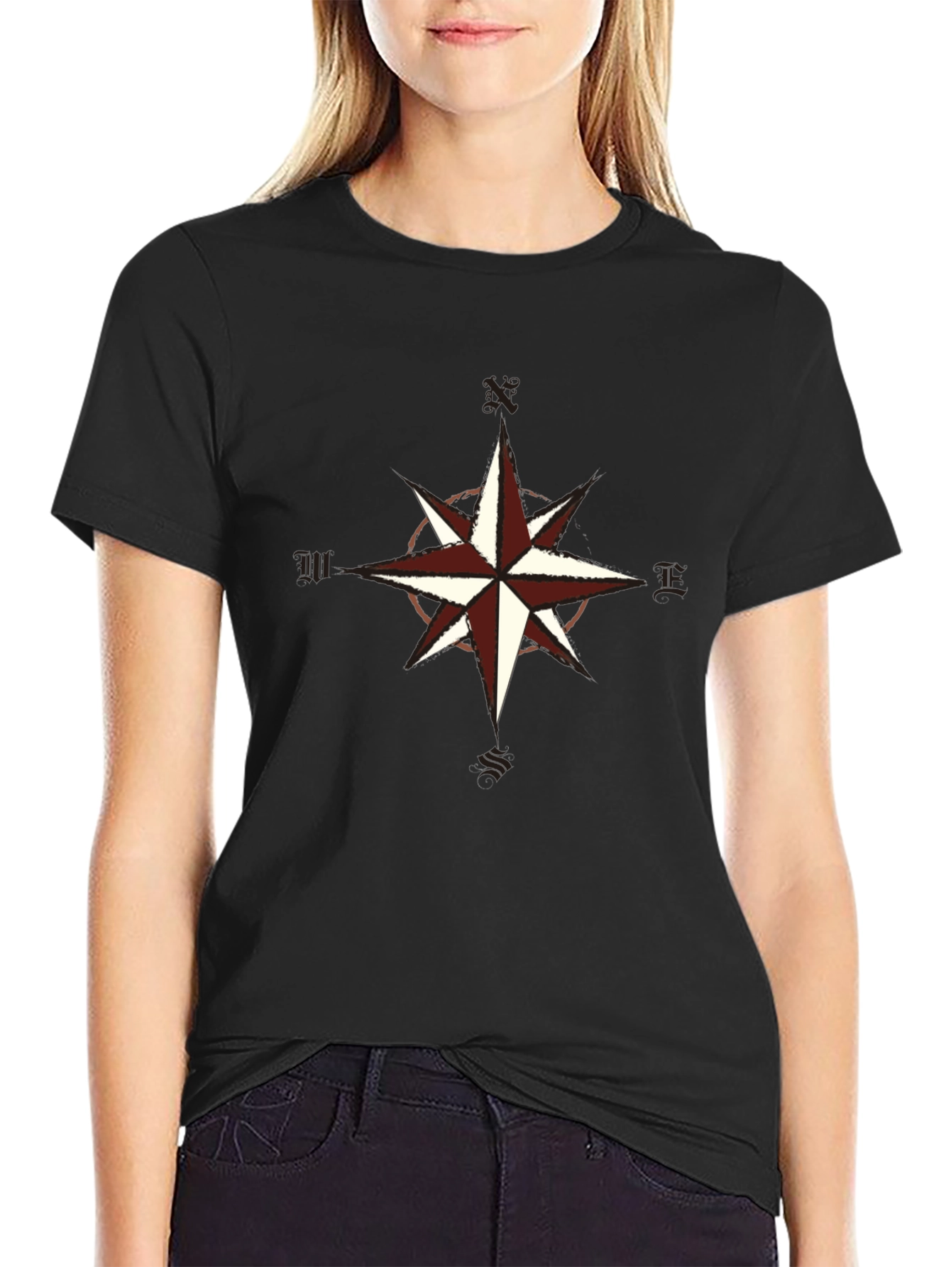 Compass Rose Graphic Tee - Classic Black T-Shirt