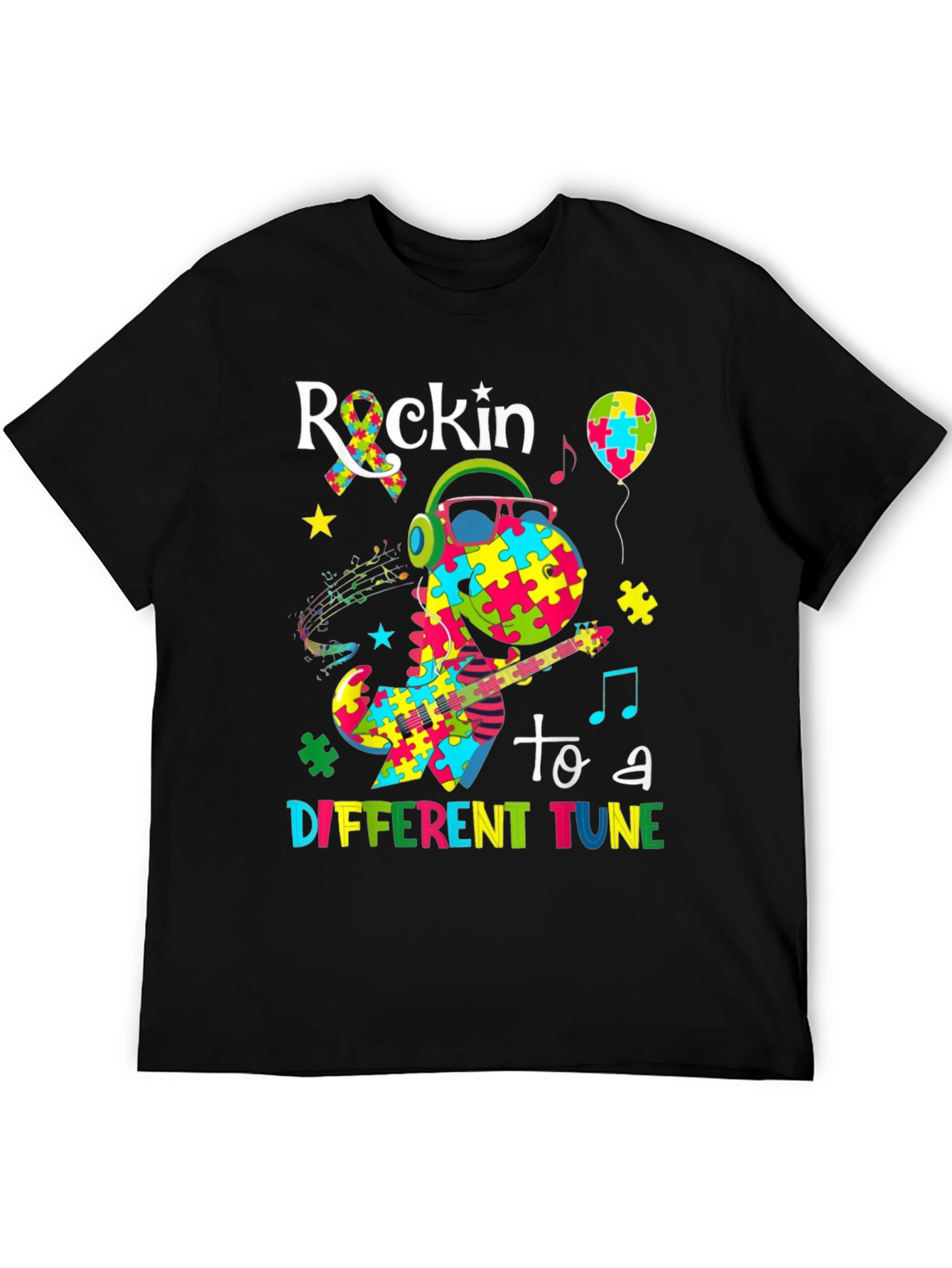 Autism Awareness Dinosaur Rockin T-Shirt