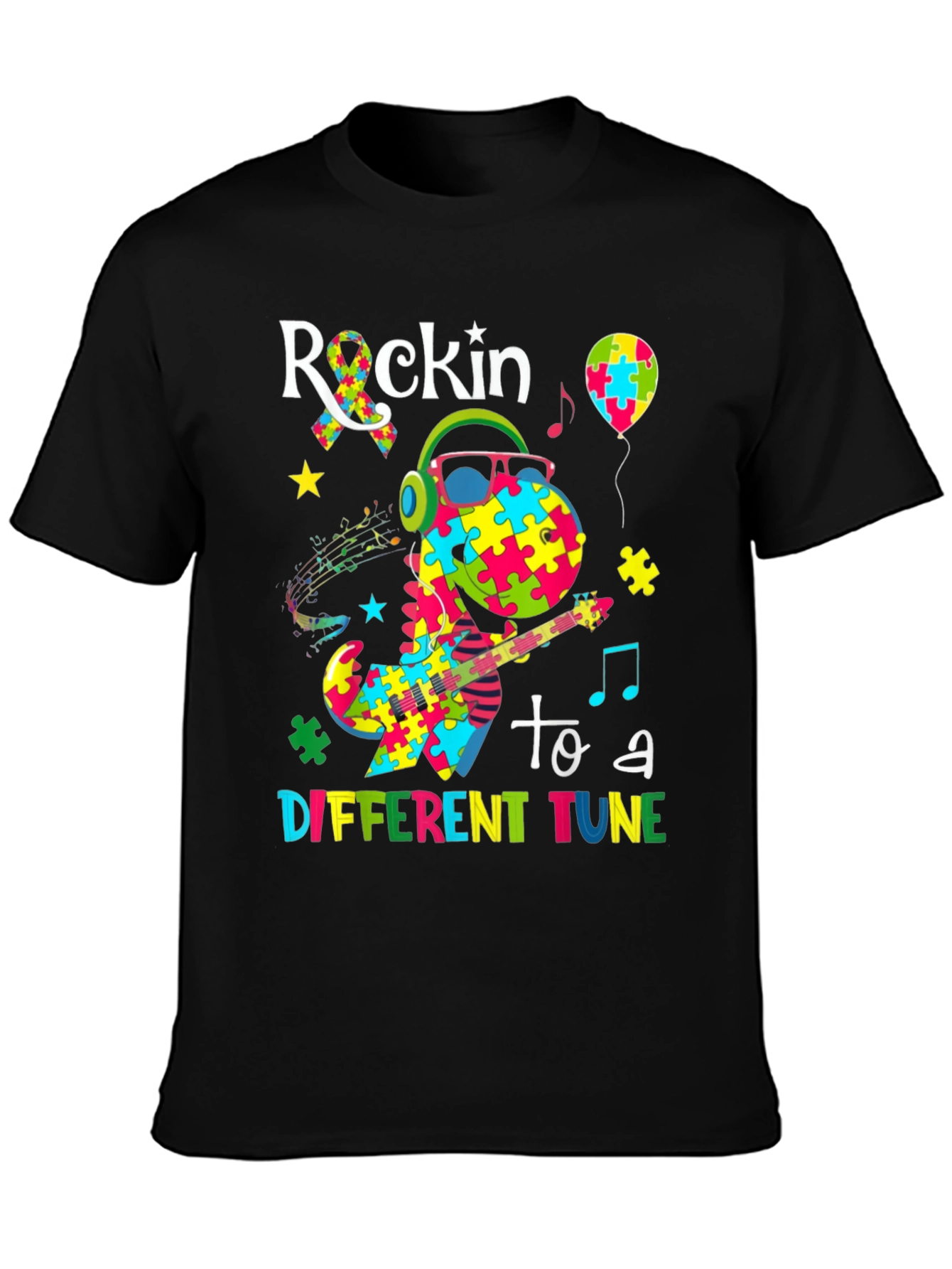 Autism Awareness Dinosaur Rockin T-Shirt