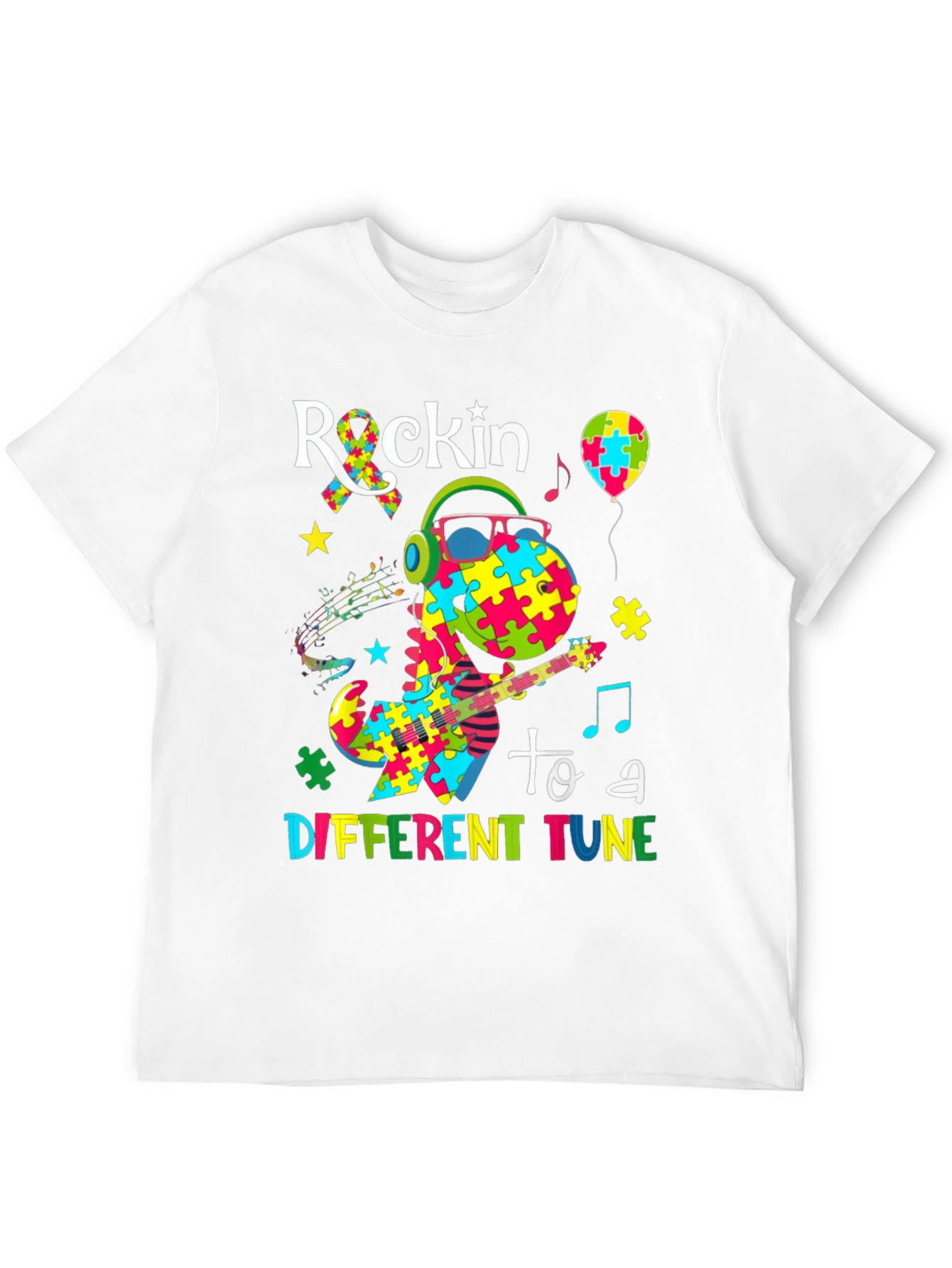 Autism Awareness Dinosaur Rockin T-Shirt