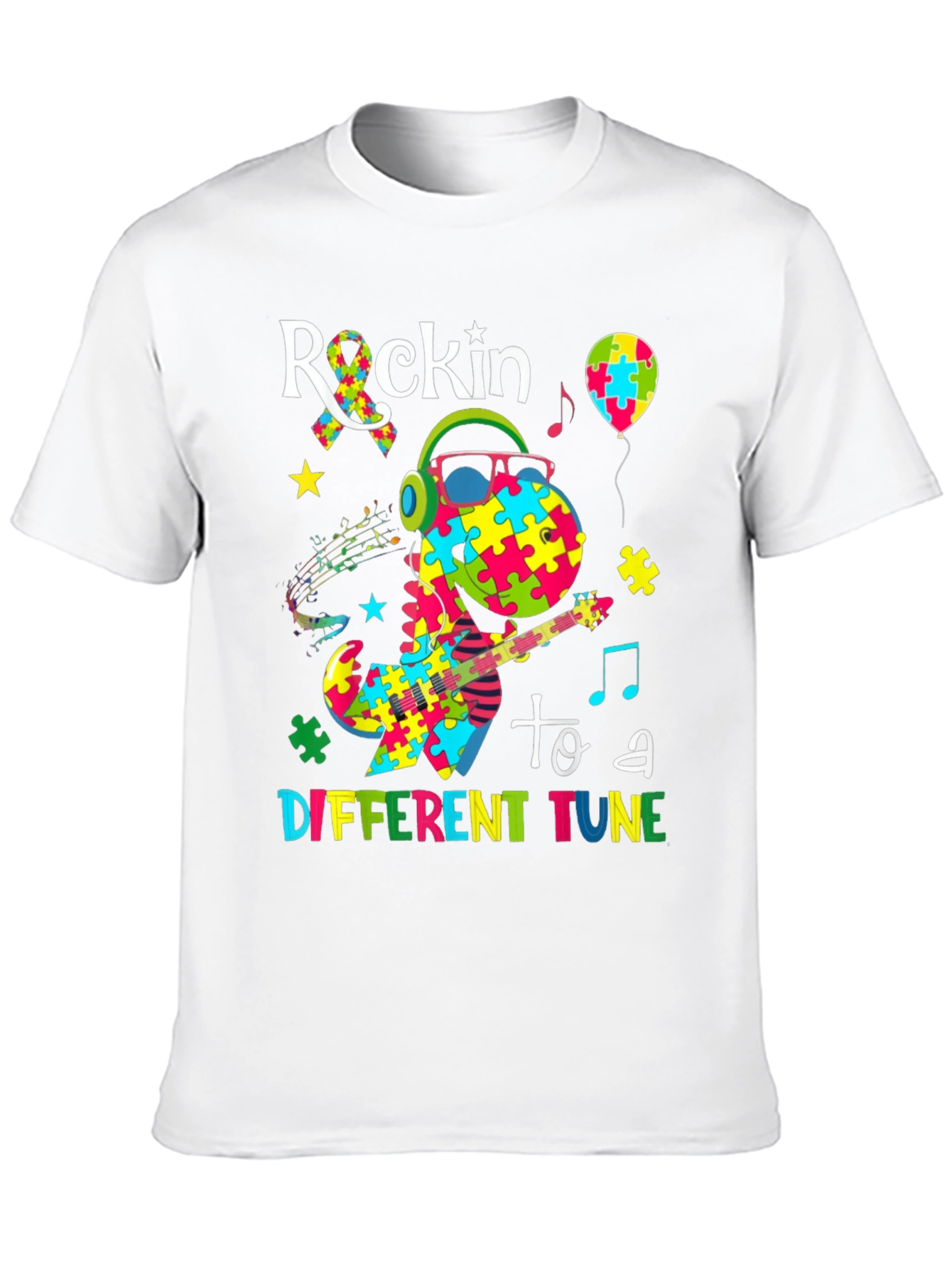 Autism Awareness Dinosaur Rockin T-Shirt