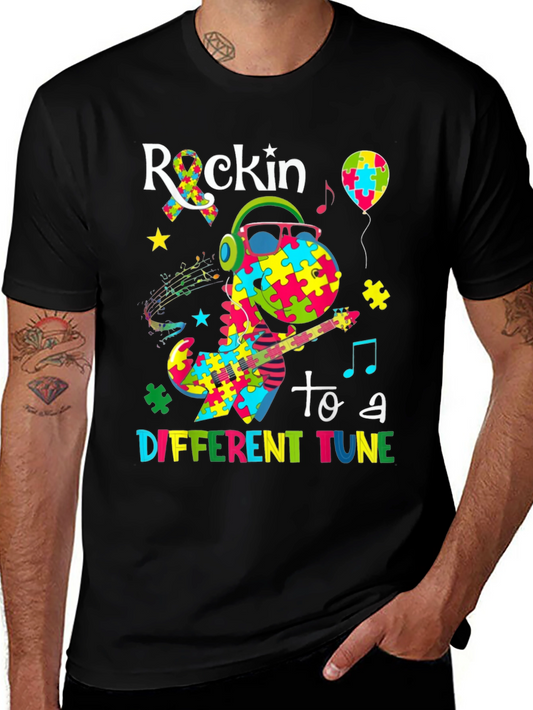 Autism Awareness Dinosaur Rockin T-Shirt