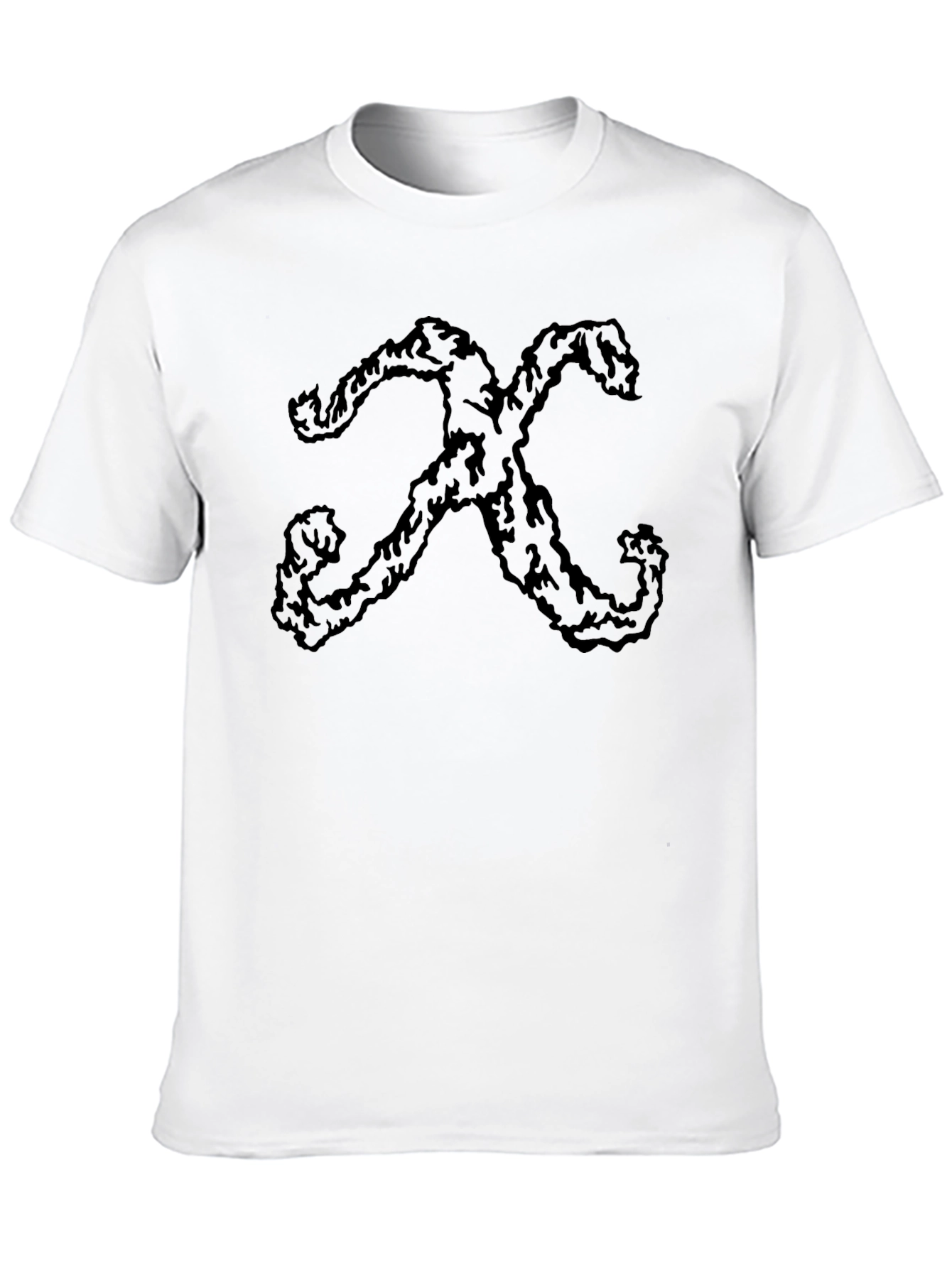 Abstract X Graphic Print Black Crew Neck T-Shirt