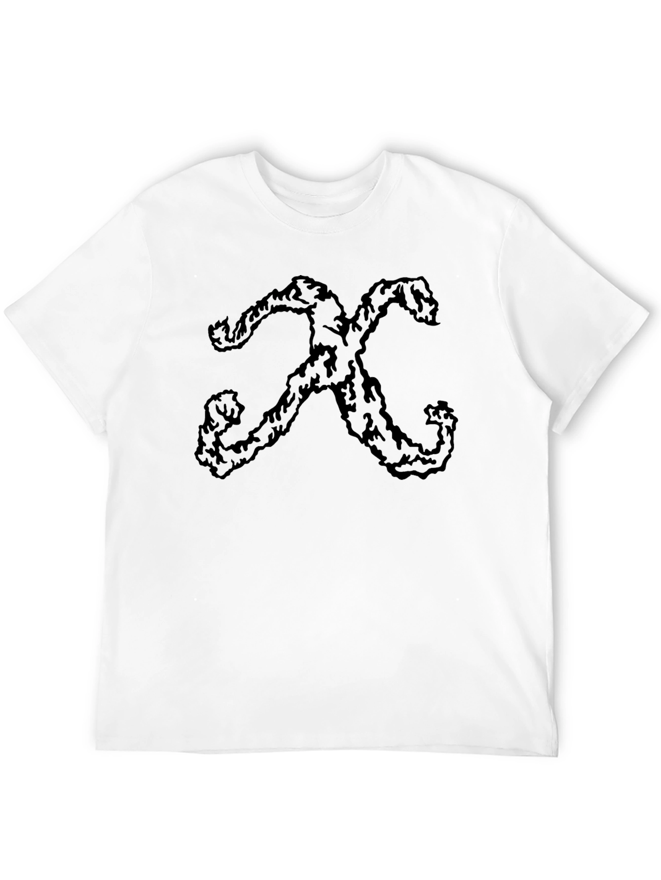 Abstract X Graphic Print Black Crew Neck T-Shirt