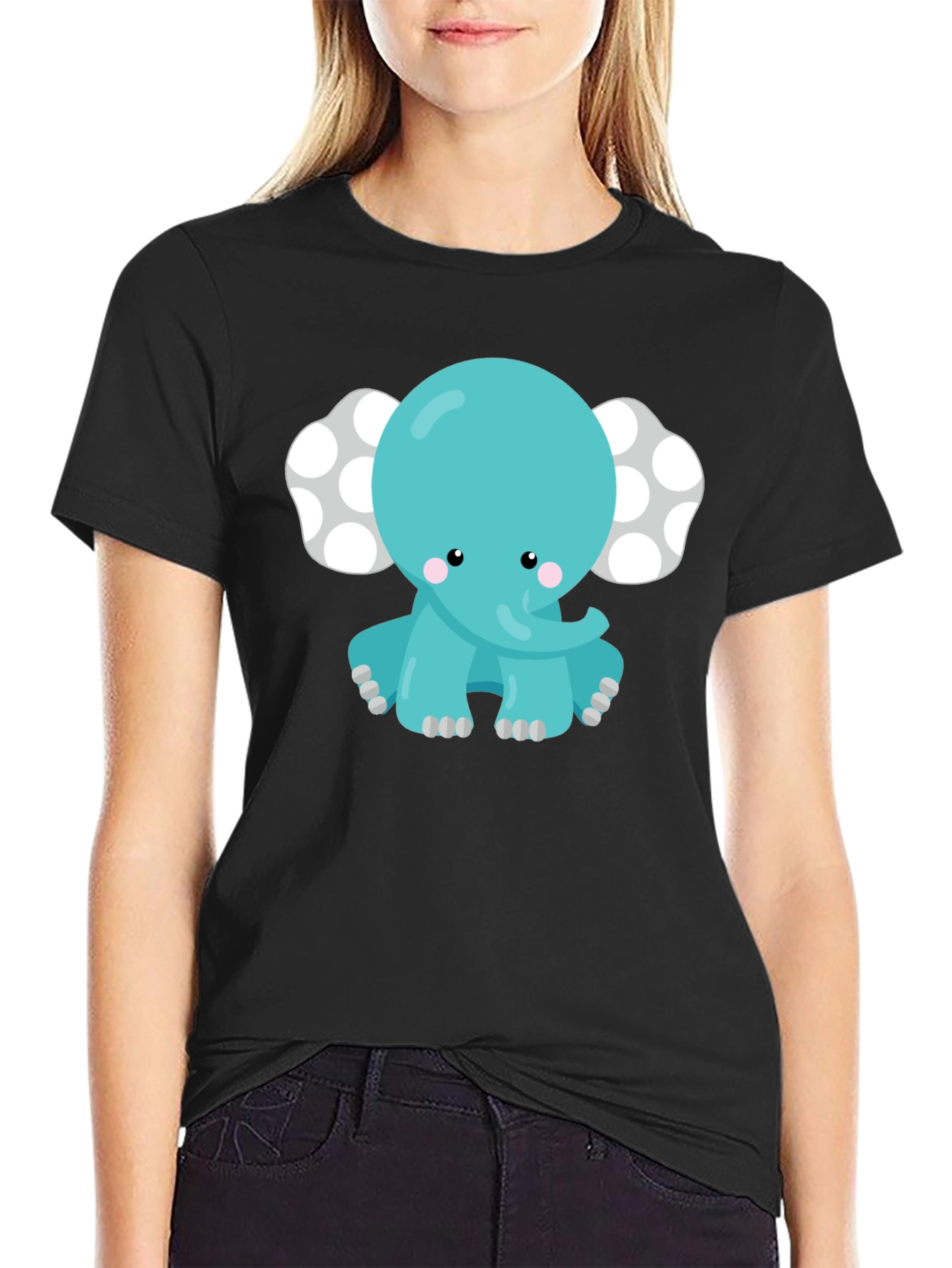 Cute Cartoon Elephant Graphic Tee