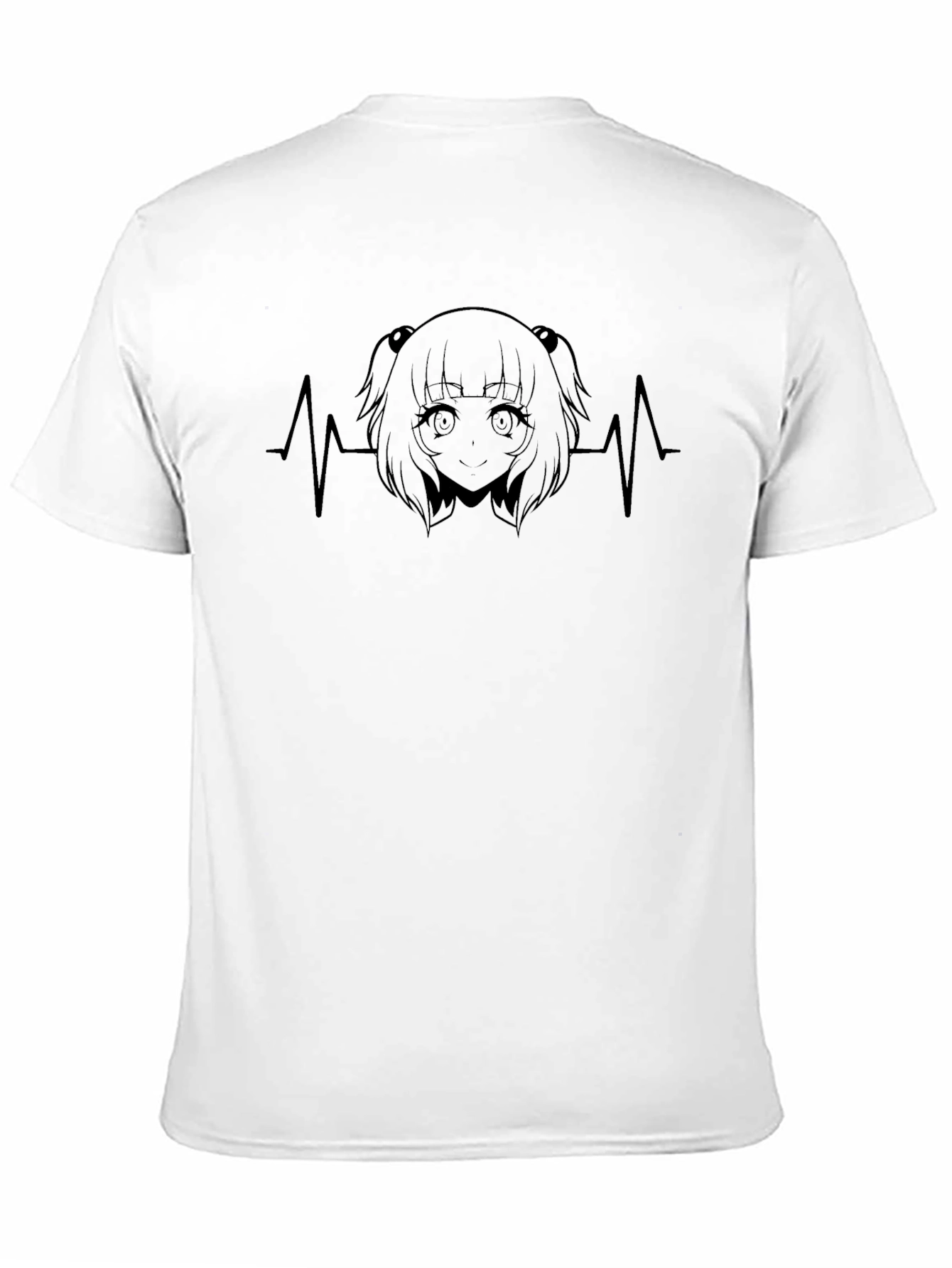 Anime Girl Heartbeat Black T-Shirt