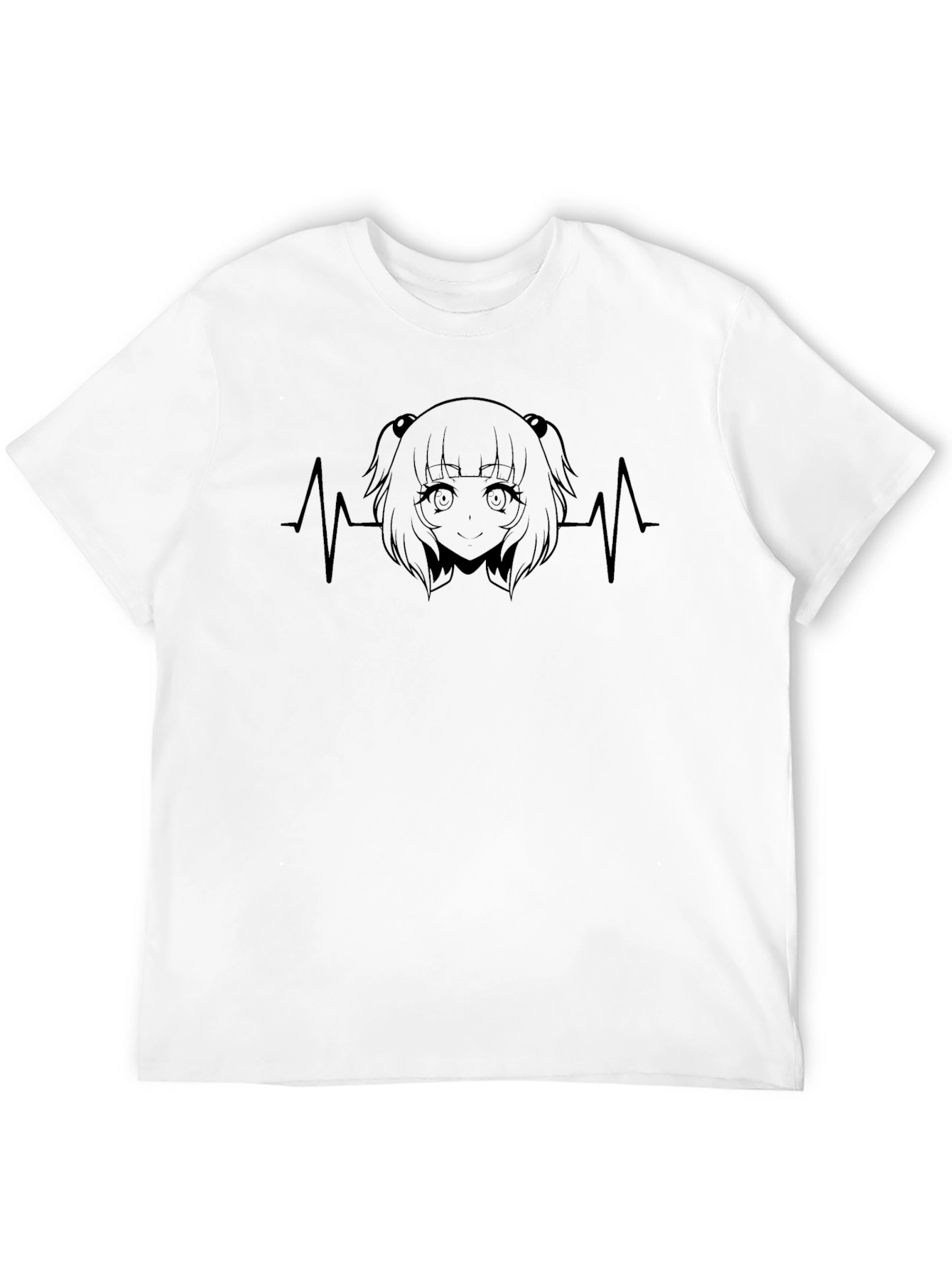 Anime Girl Heartbeat Black T-Shirt