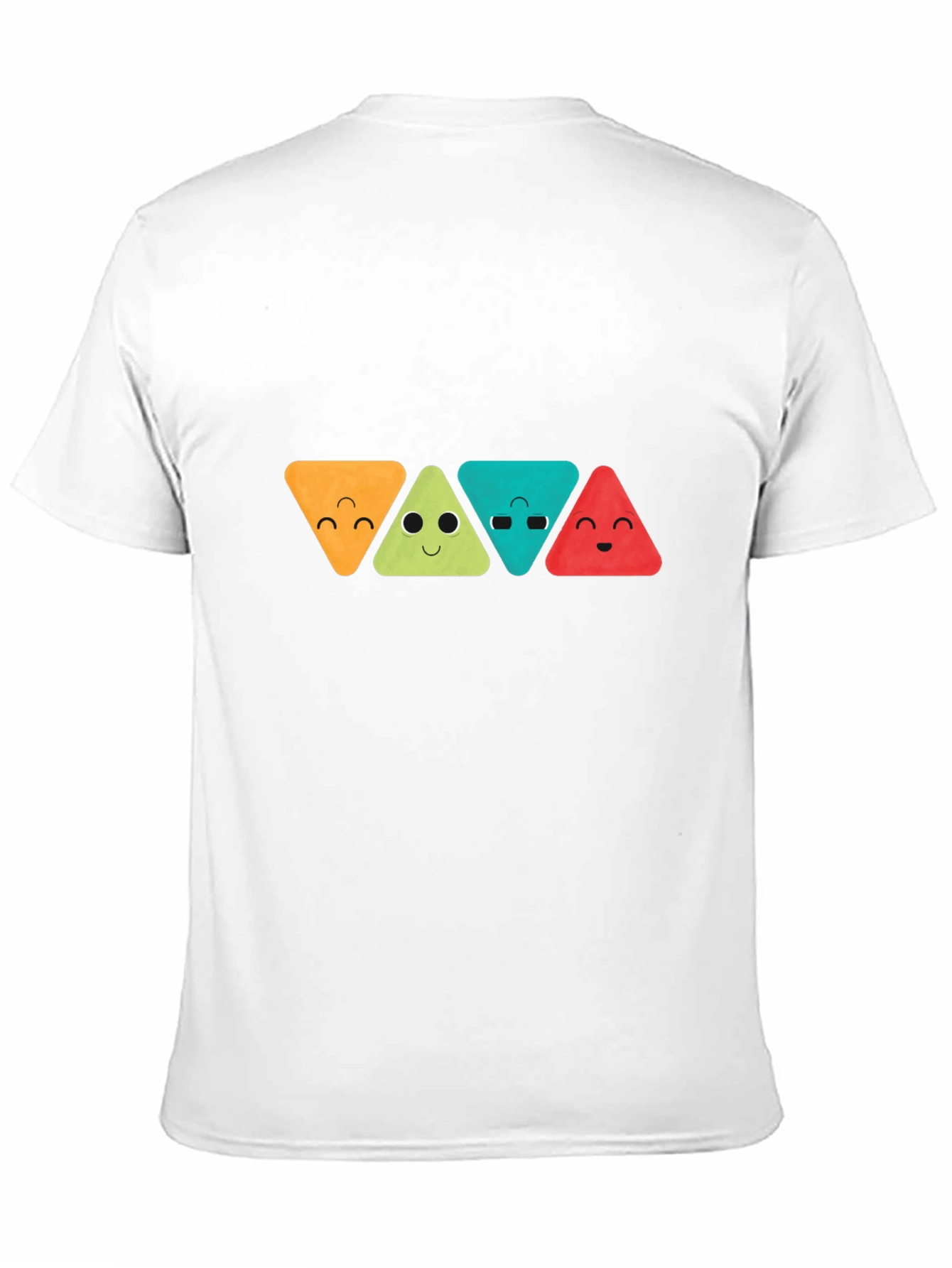 Funny Triangle Faces Graphic Black T-Shirt
