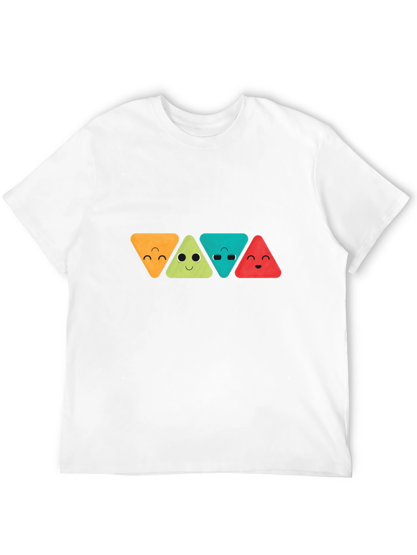 Funny Triangle Faces Graphic Black T-Shirt