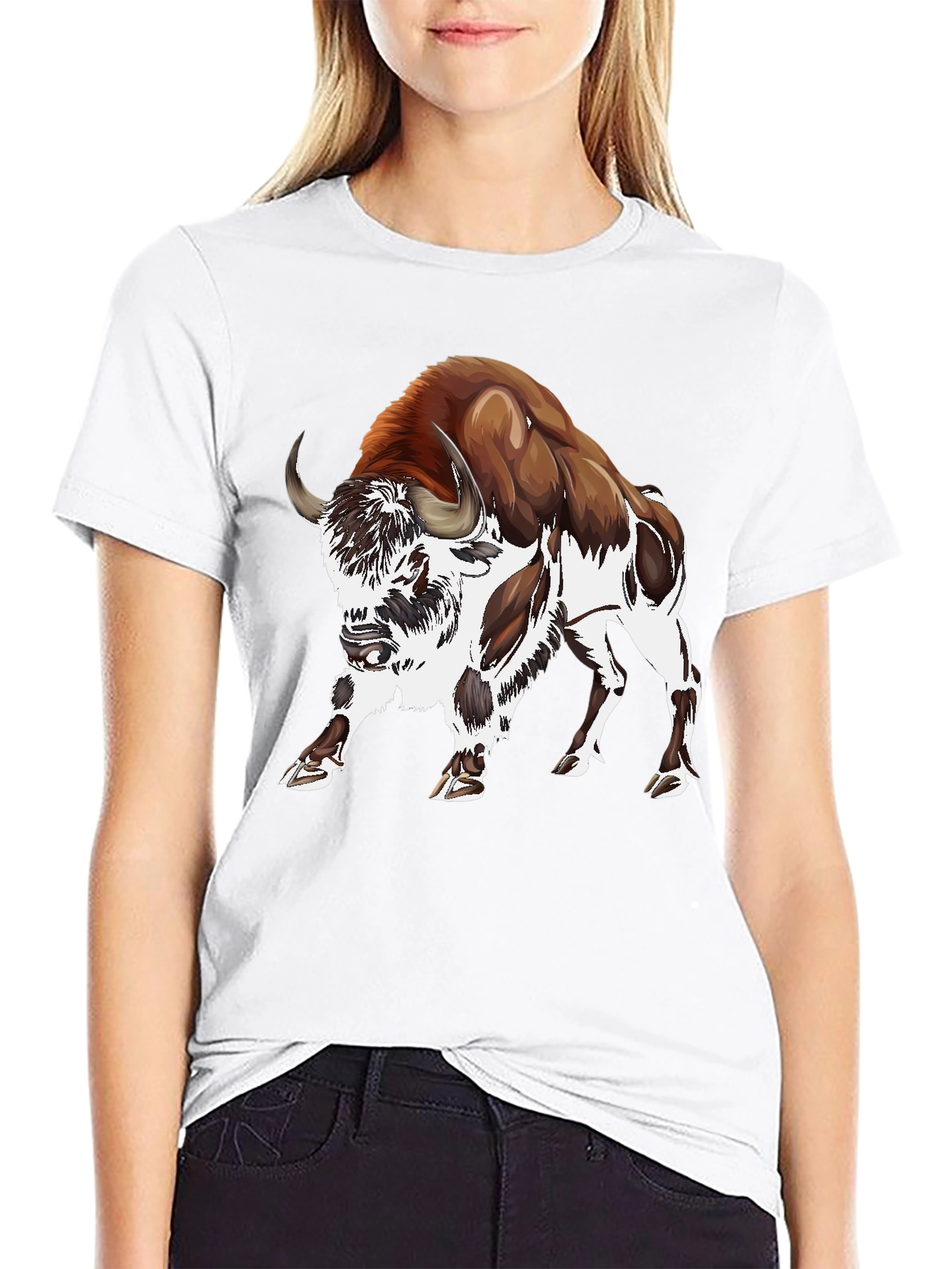 Bison Graphic T-Shirt - Stylish Animal Print Tee