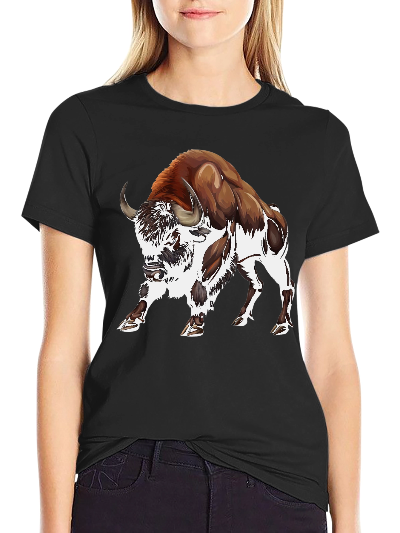 Bison Graphic T-Shirt - Stylish Animal Print Tee