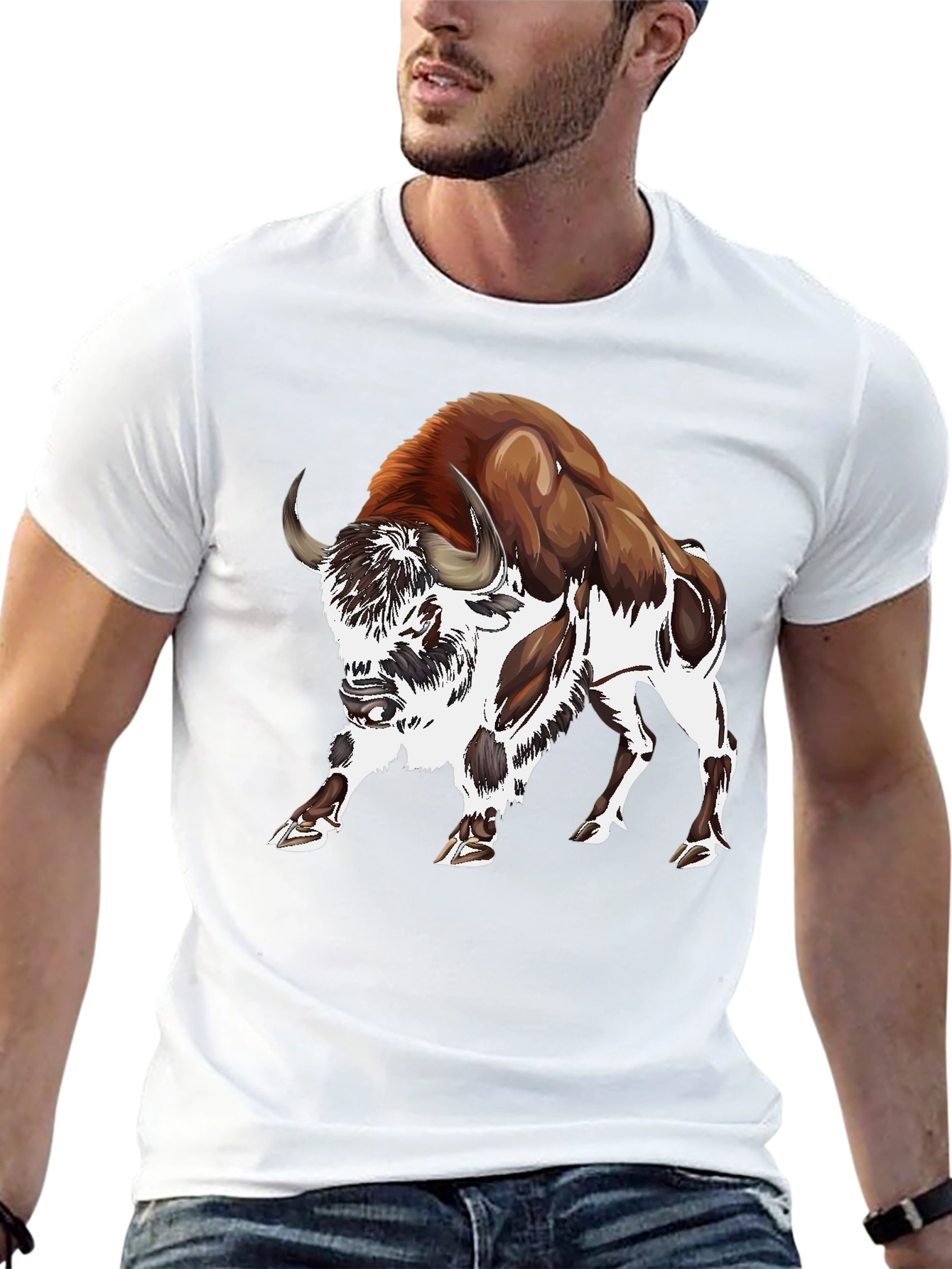 Bison Graphic T-Shirt - Stylish Animal Print Tee