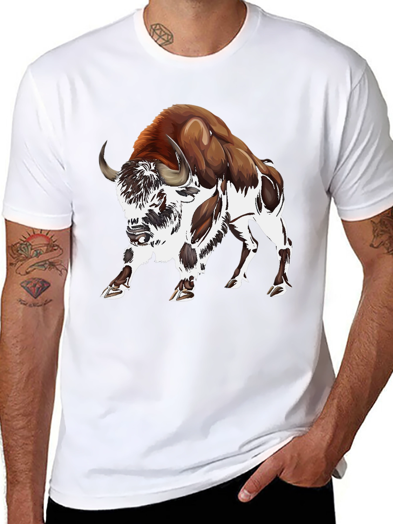 Bison Graphic T-Shirt - Stylish Animal Print Tee