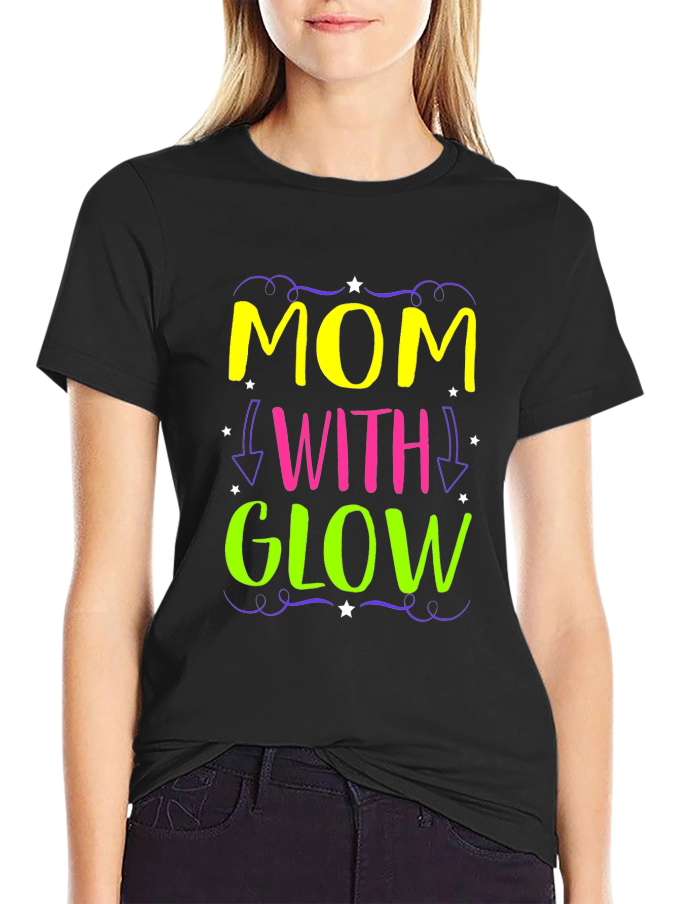 Mom With Glow - Novelty Graphic Tee
