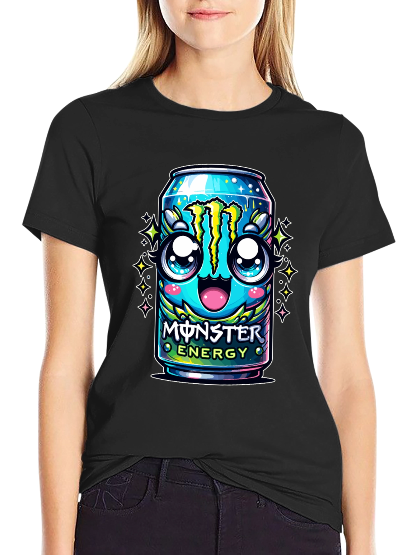 Monster Energy Kawaii Graphic Tee - Black