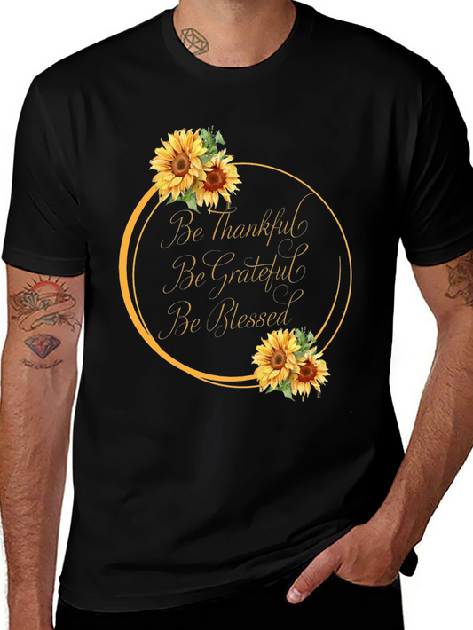 Thankful Grateful Blessed Sunflower Graphic Tee