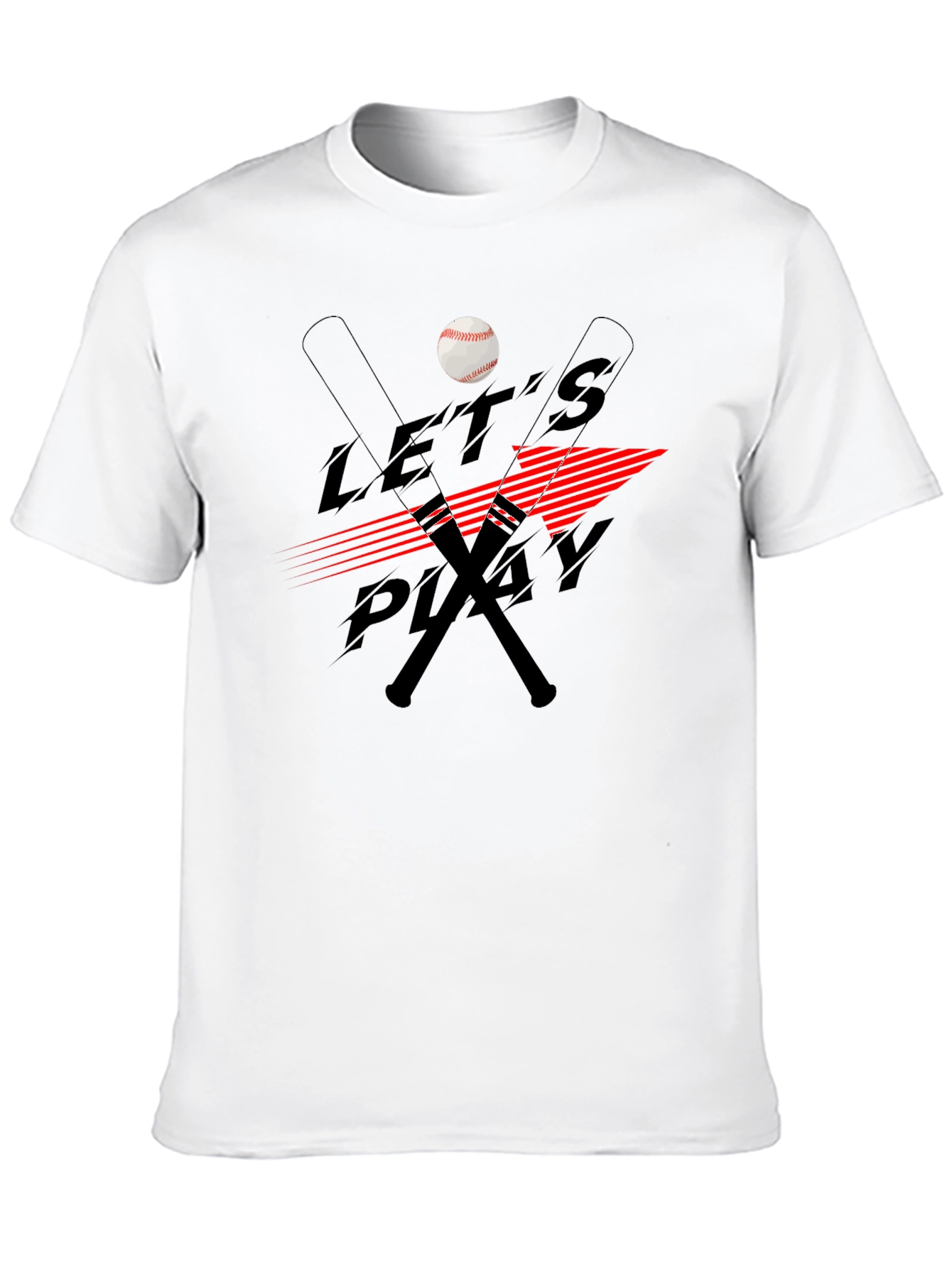 Lets Play Baseball Black T-Shirt