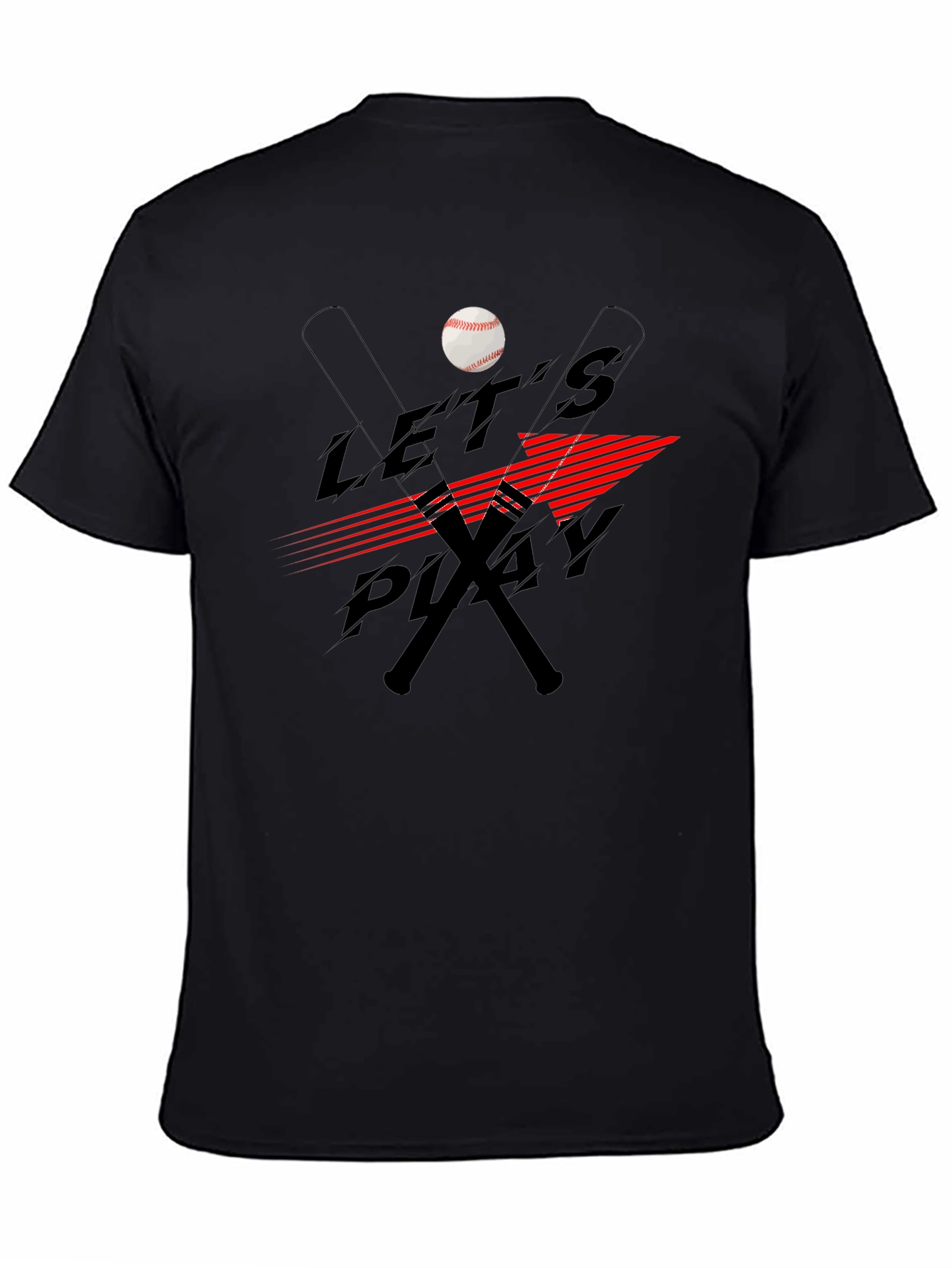 Lets Play Baseball Black T-Shirt