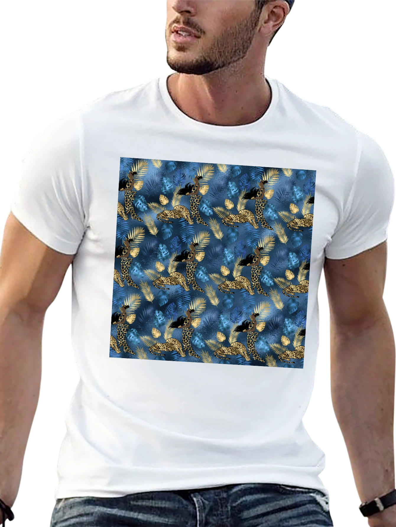 Exotic Giraffe Print Black T-Shirt