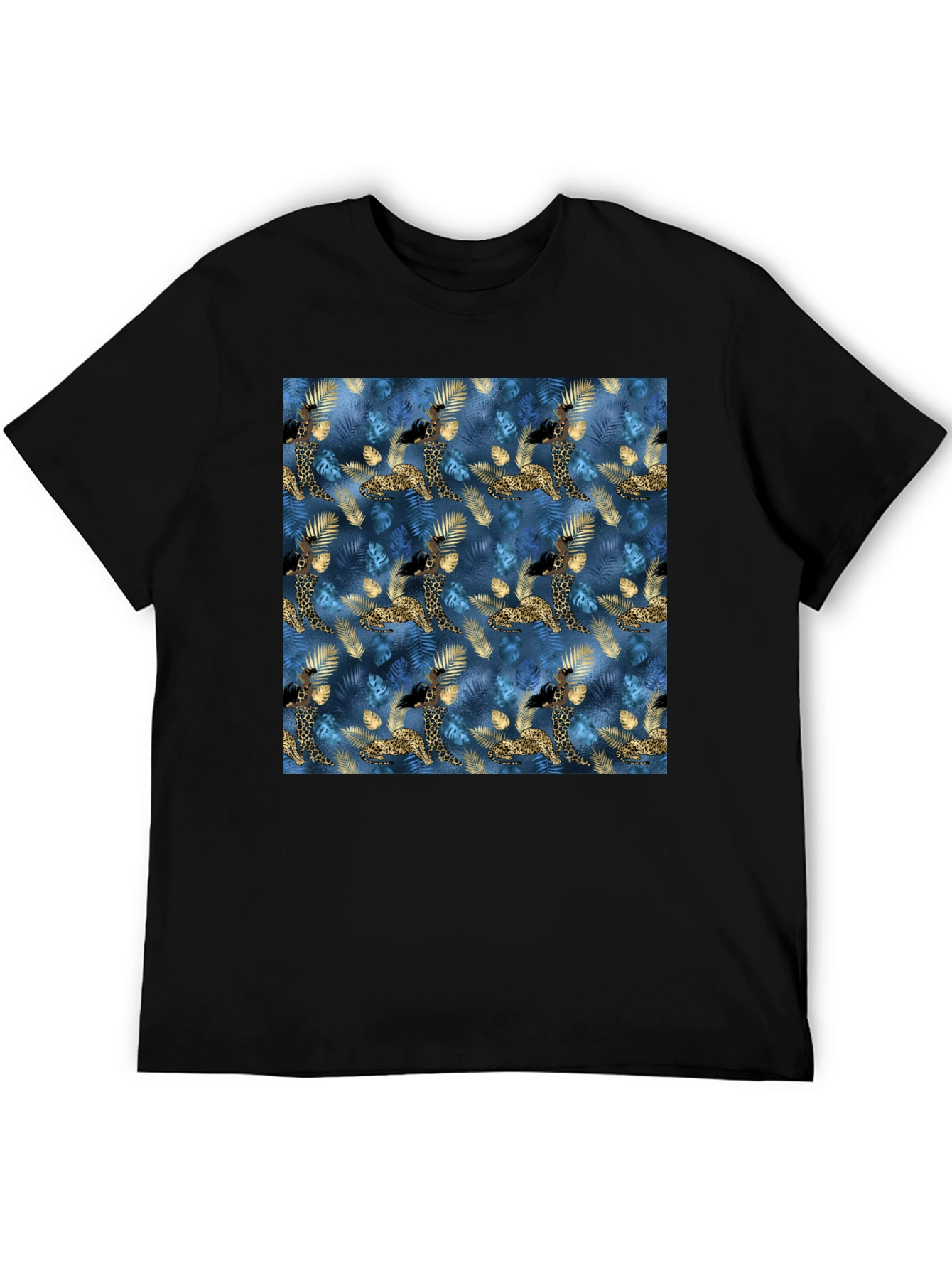 Exotic Giraffe Print Black T-Shirt