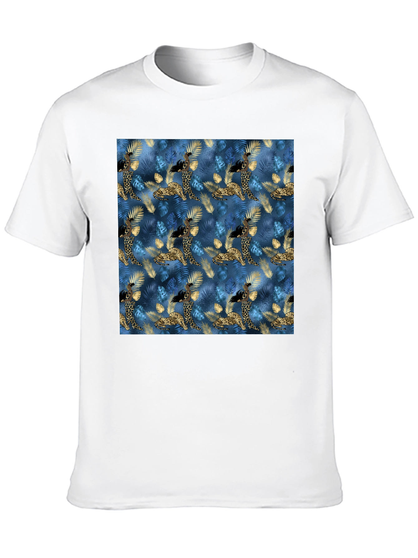 Exotic Giraffe Print Black T-Shirt