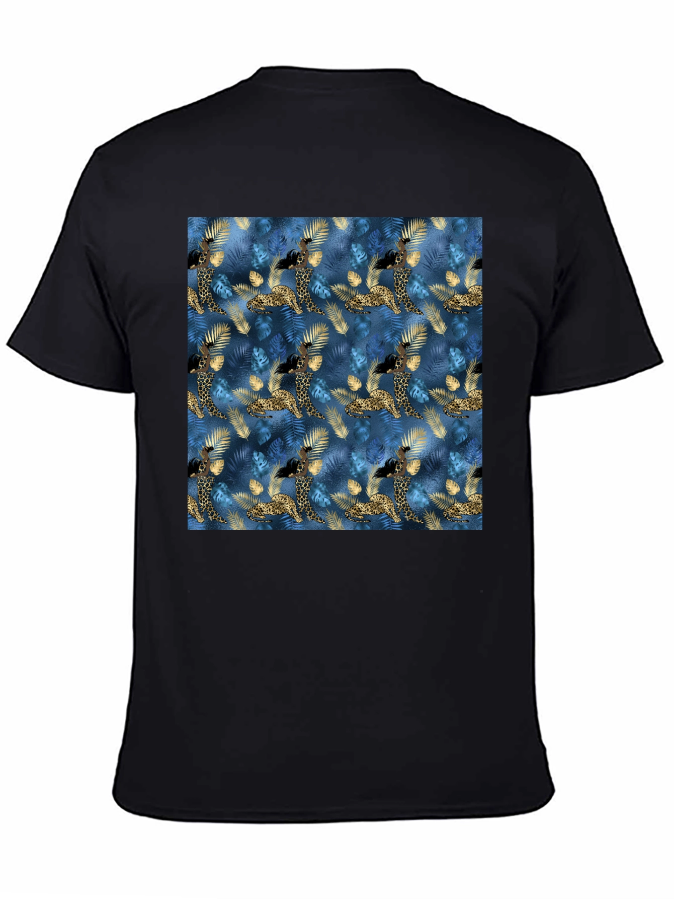 Exotic Giraffe Print Black T-Shirt