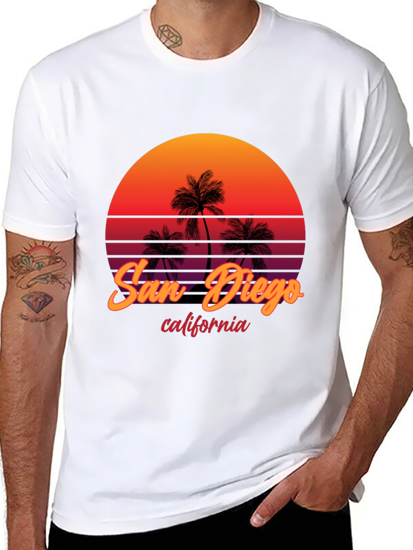 San Diego California Palm Sunset Graphic Tee
