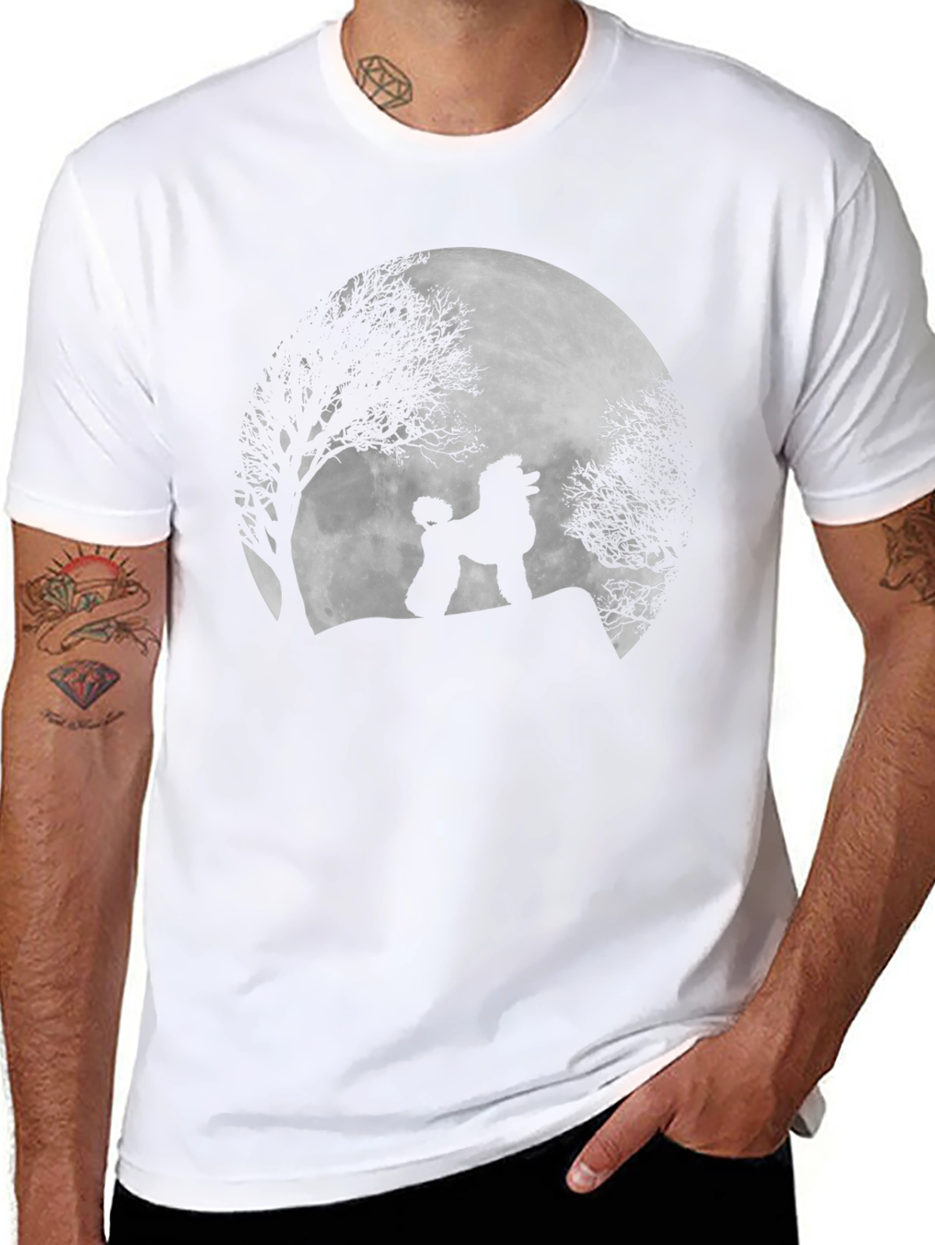 Poodle Moon Silhouette Black T-Shirt