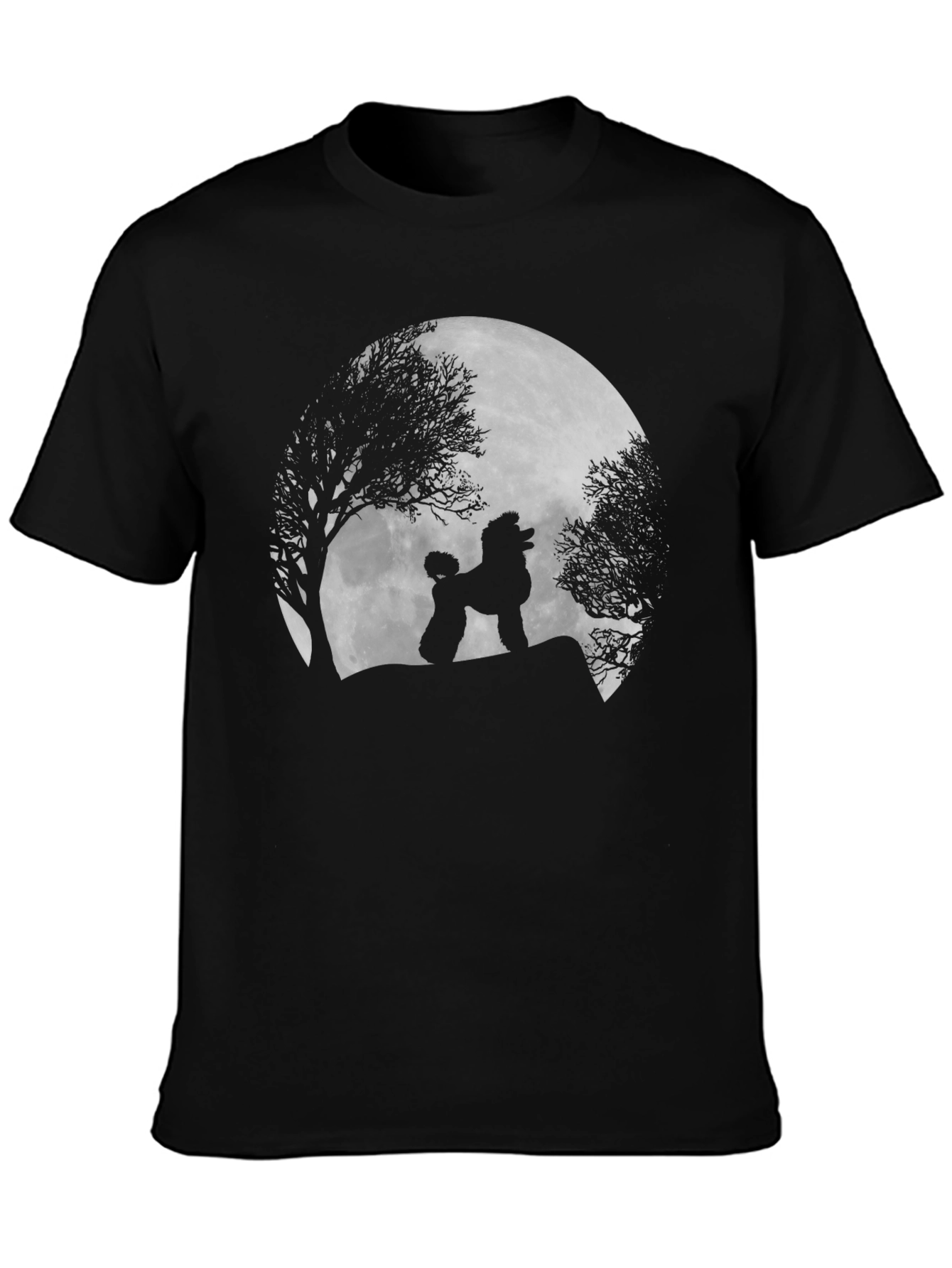Poodle Moon Silhouette Black T-Shirt