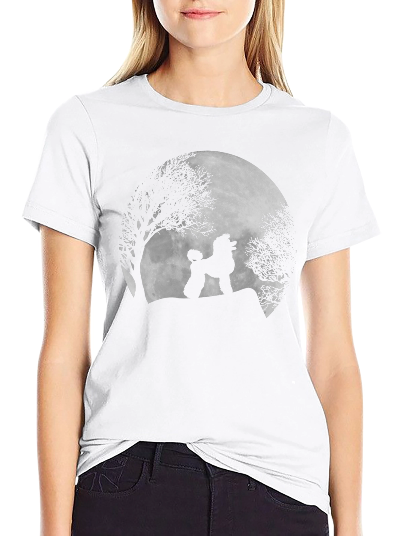 Poodle Moon Silhouette Black T-Shirt