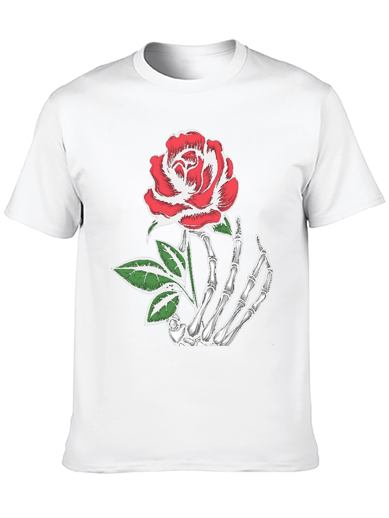Skeleton Hand Holding Rose Graphic Tee