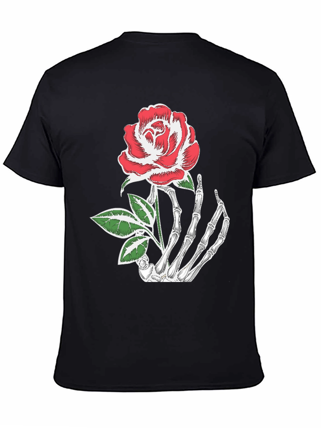 Skeleton Hand Holding Rose Graphic Tee
