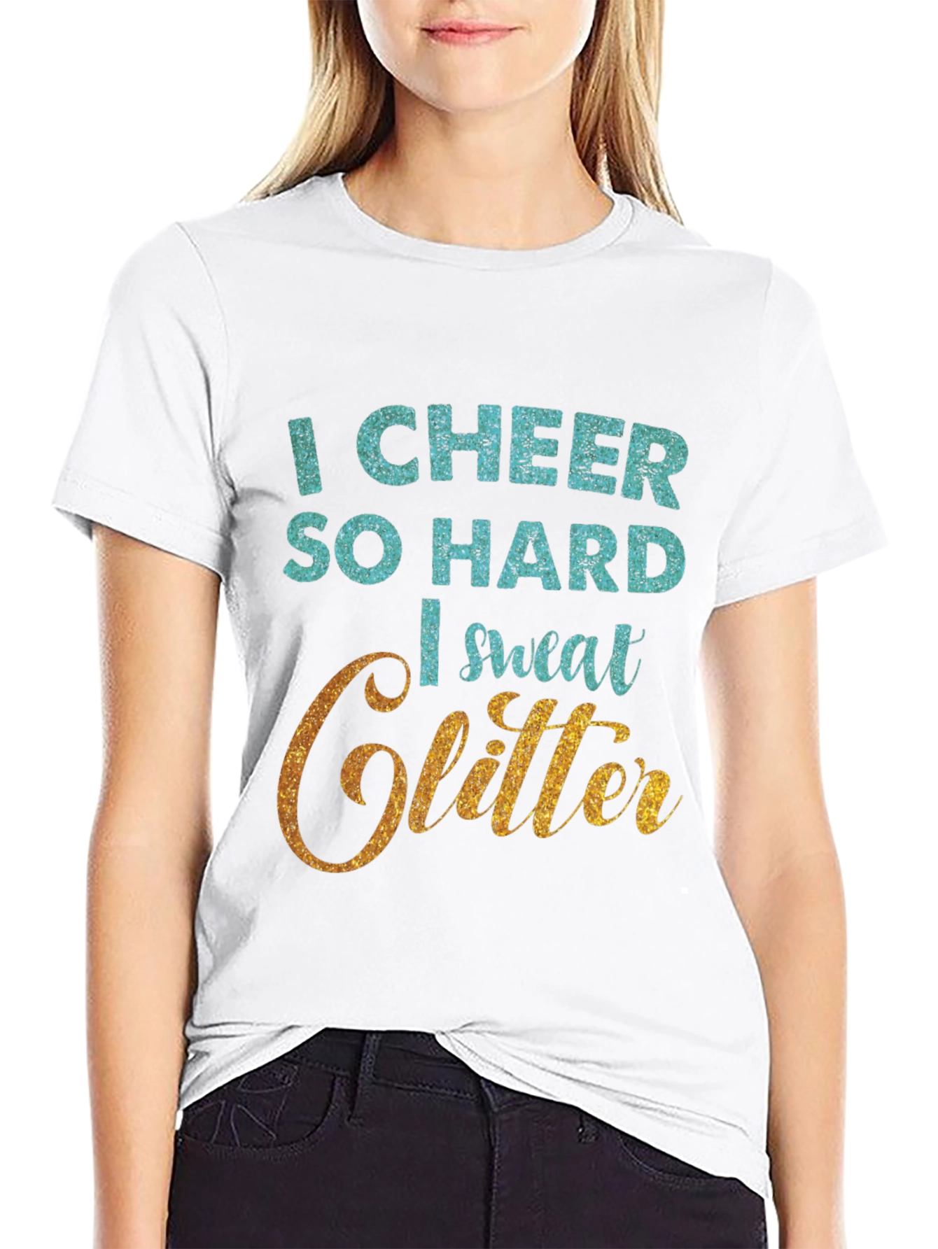 I Cheer So Hard I Sweat Glitter T-Shirt