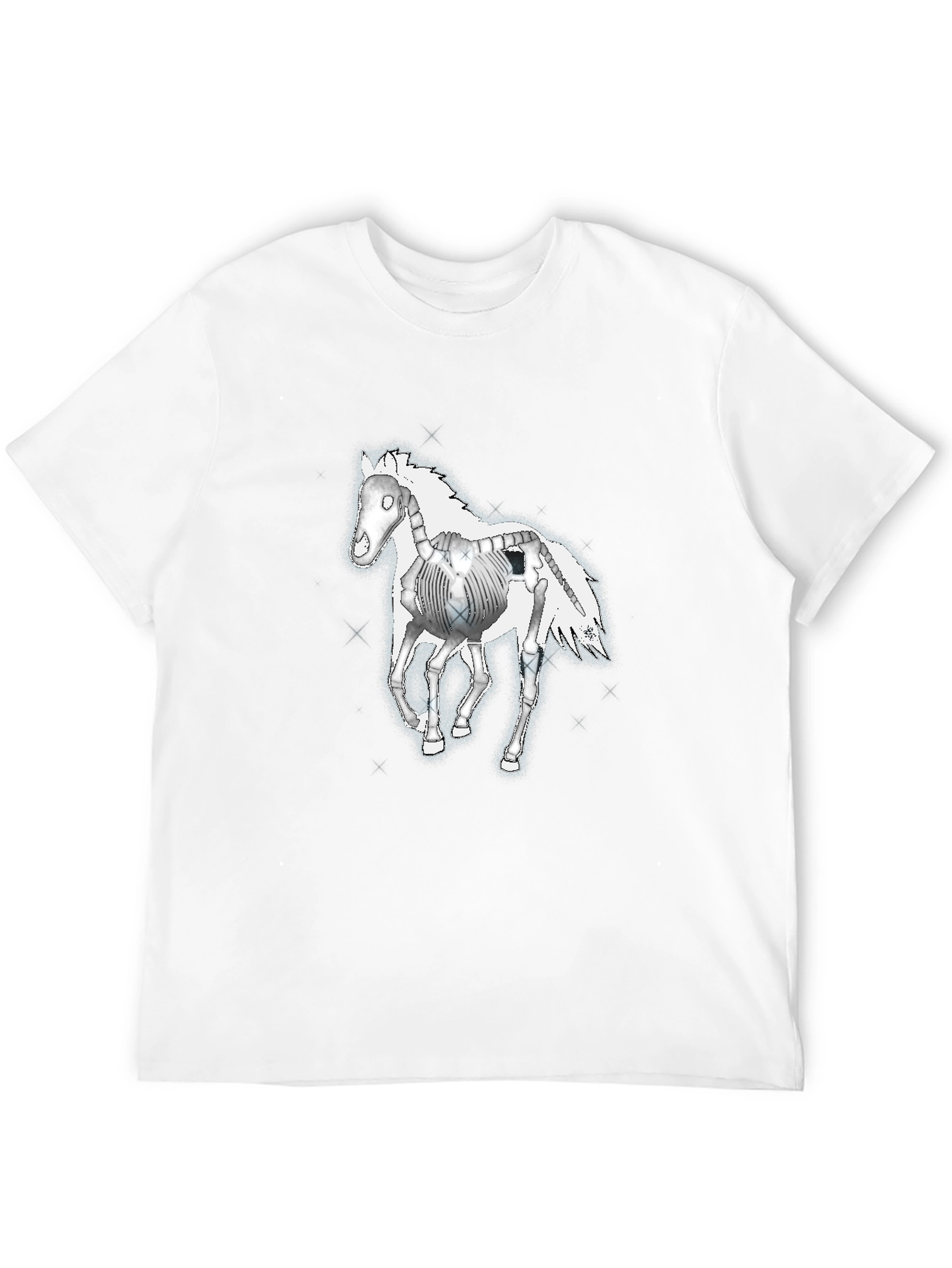 Skeleton Horse Graphic Tee - Black Cotton T-Shirt